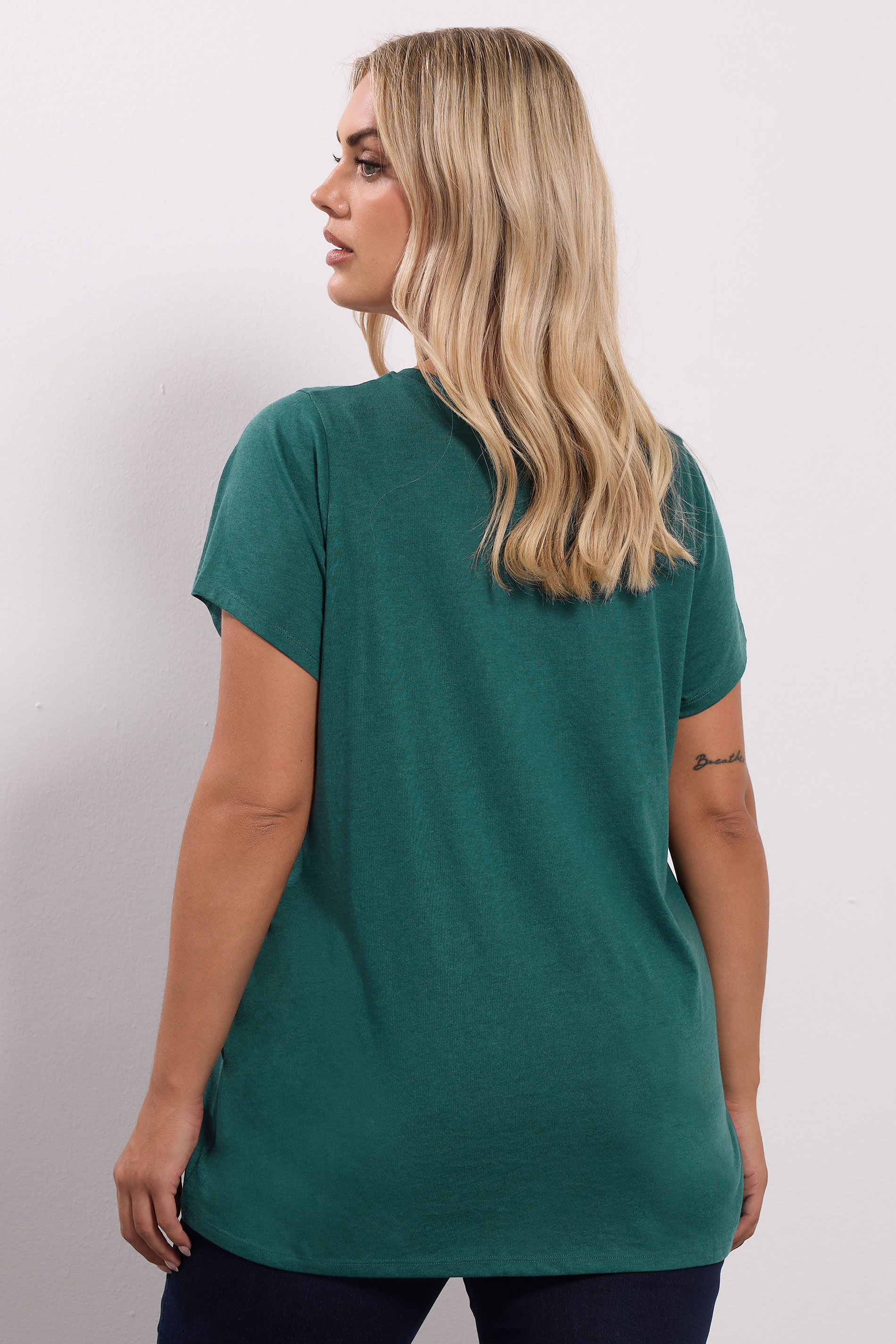 YOURS Plus Size Forest Green Core T-Shirt | Yours Clothing 3