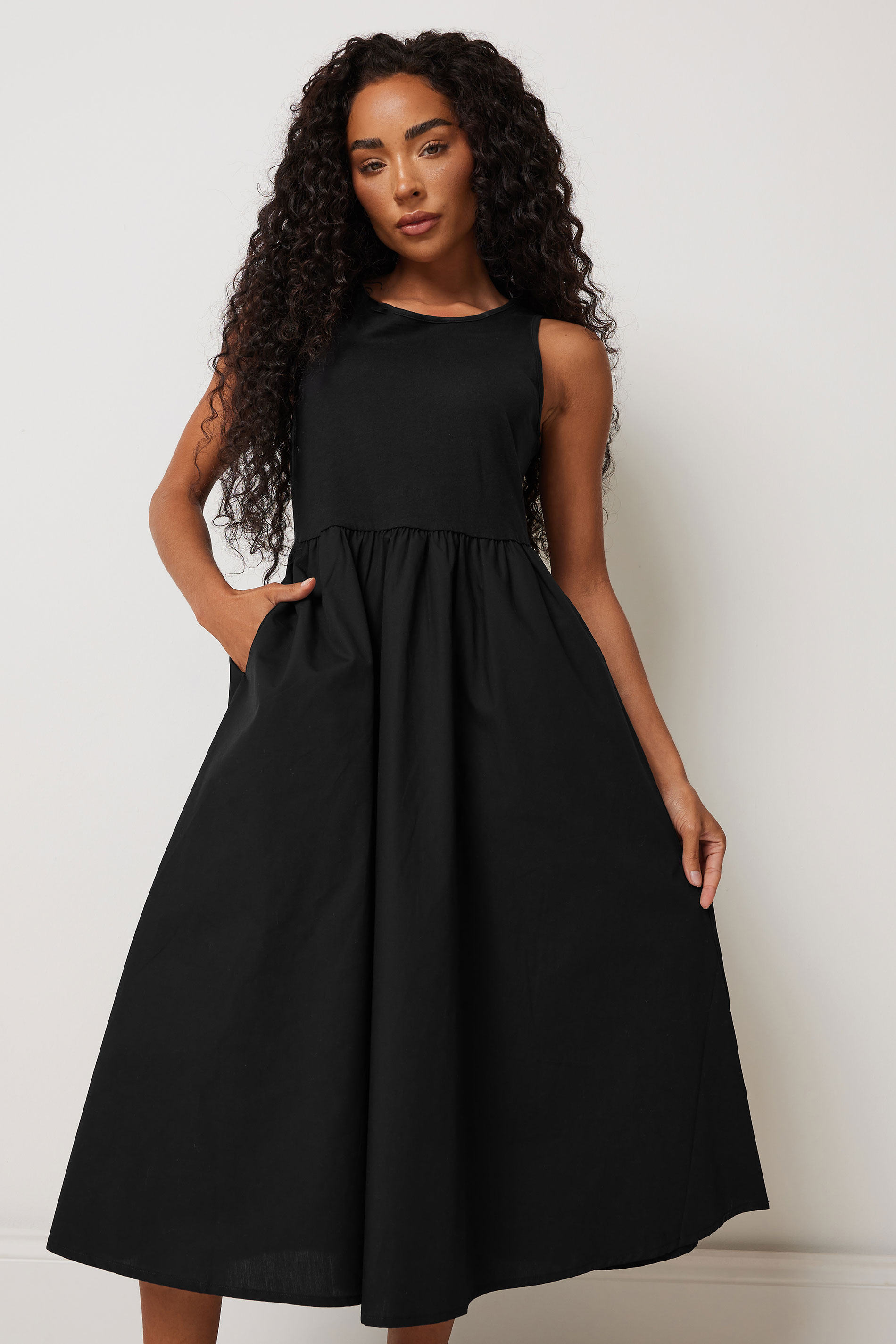M&Co Petite Black Cotton Sleeveless Dress | M&Co 2