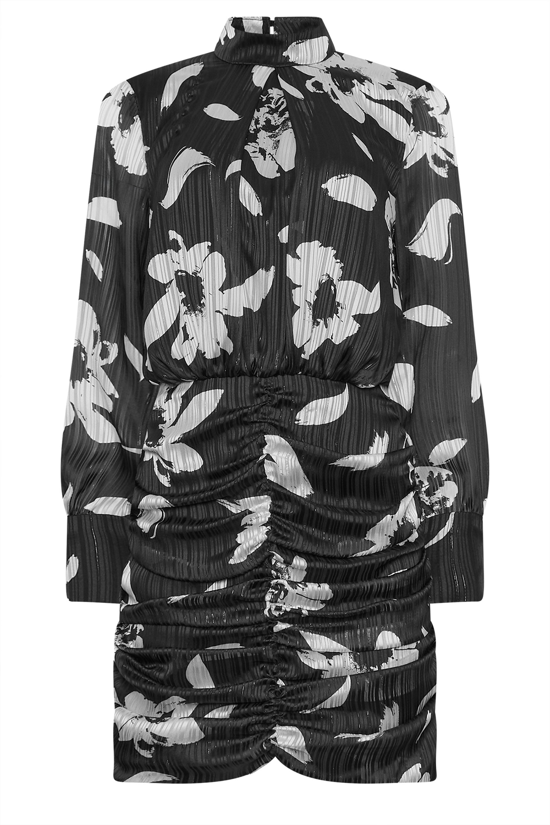 STAR Grey & White Floral Print Ruched Dress | StarByJM 6