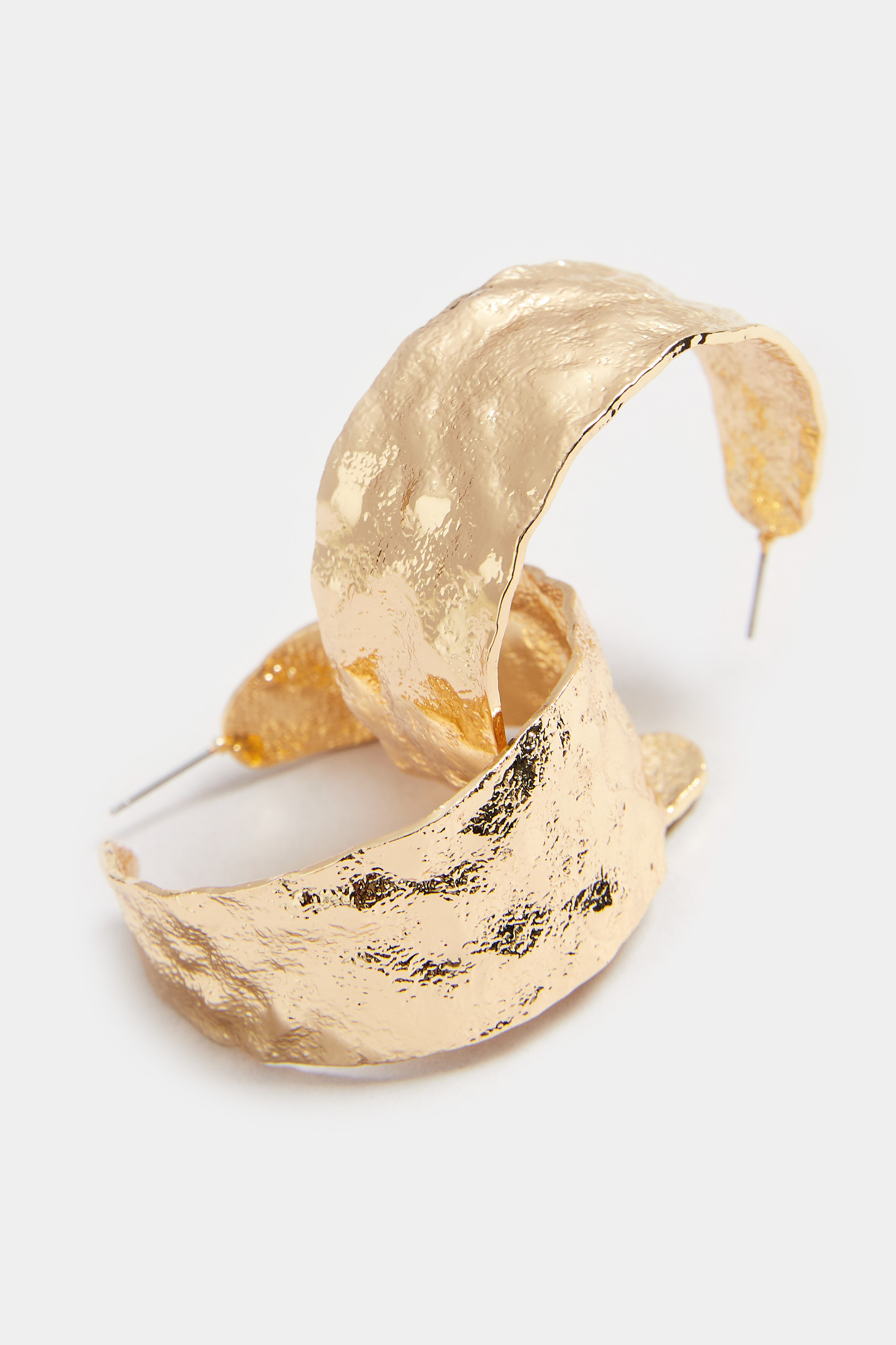 Gold Tone Textured Hoop Earrings 3