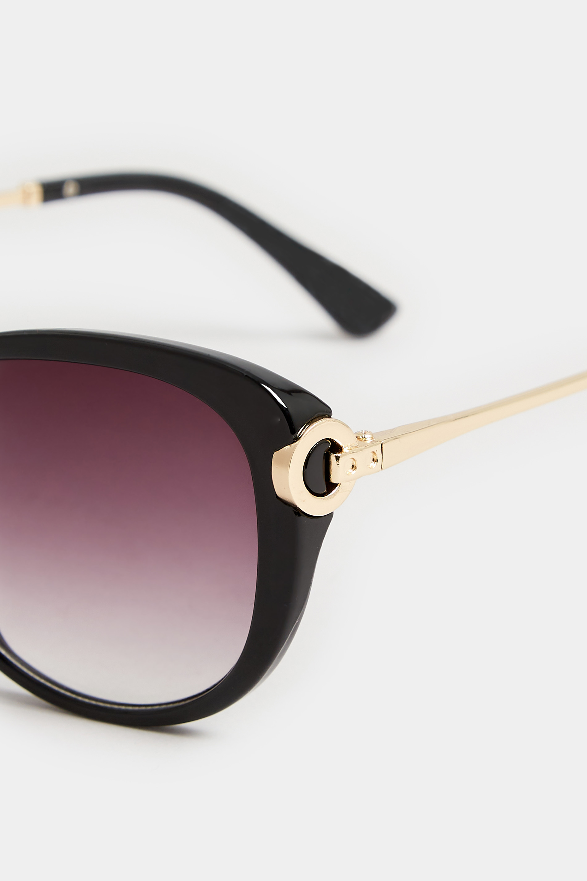 Black Soft Cat Eye Circle Arm Sunglasses | Yours Clothing 4