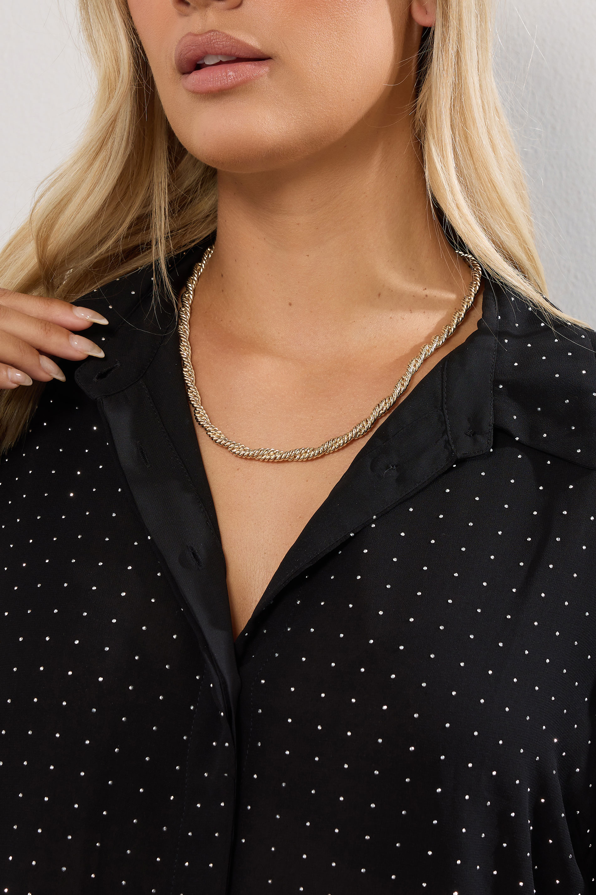 Gold Tone Twisted Rope Chain Necklace | Yours Clothing 1