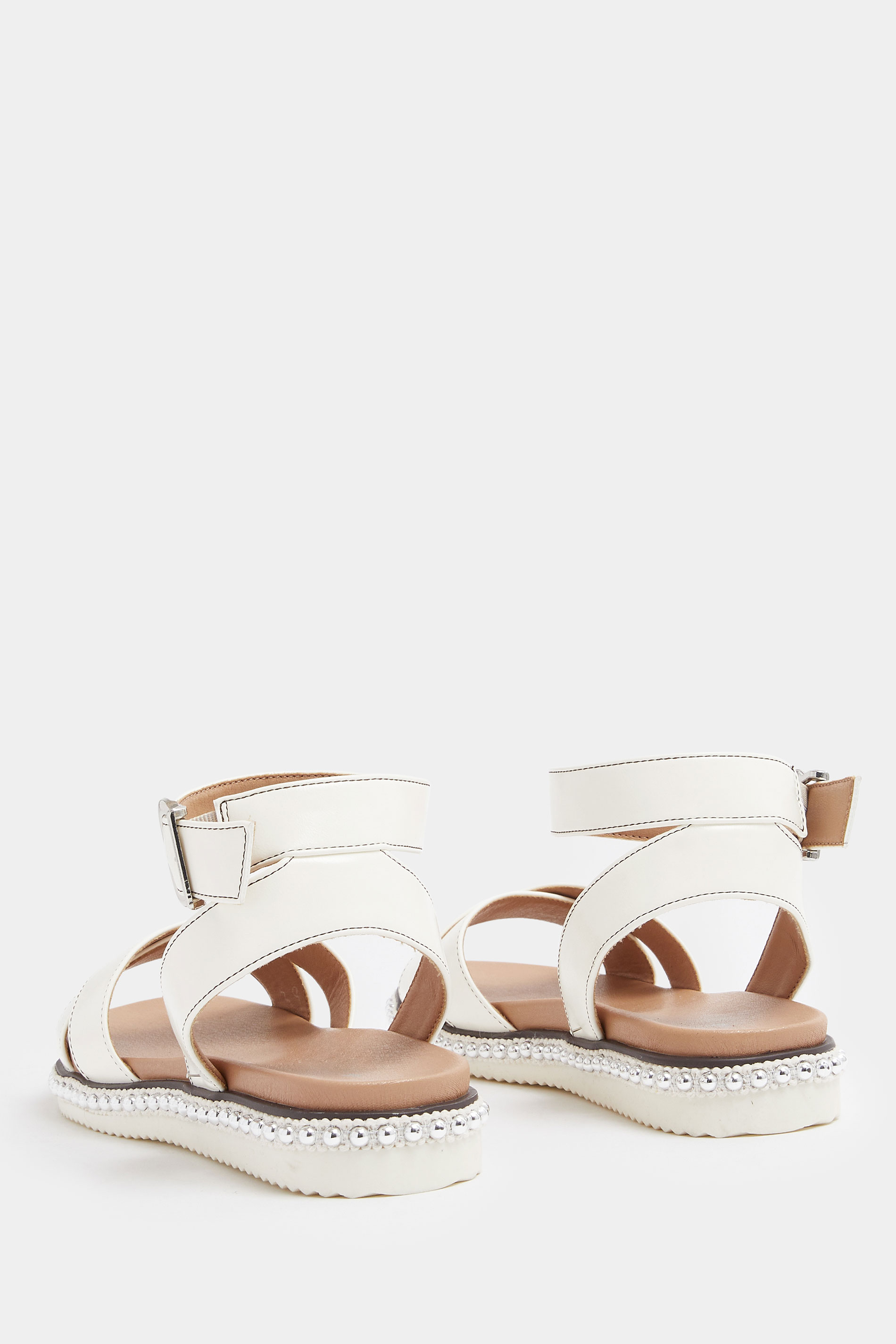 White Cross Over Strap Sandals In Wide E Fit | Yours Clothing 5