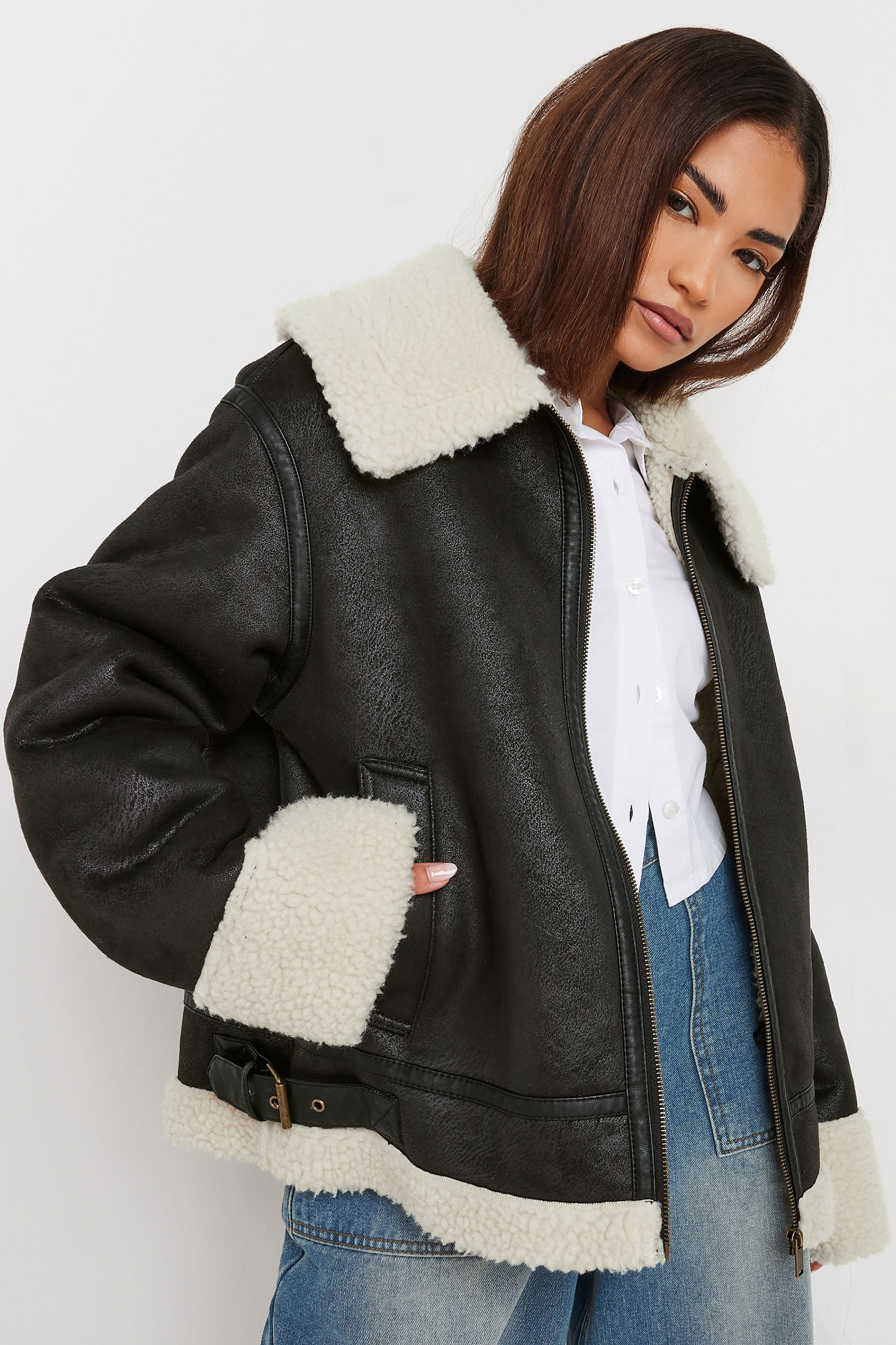 PixieGirl Petite Women's Black Aviator Jacket | PixieGirl 3