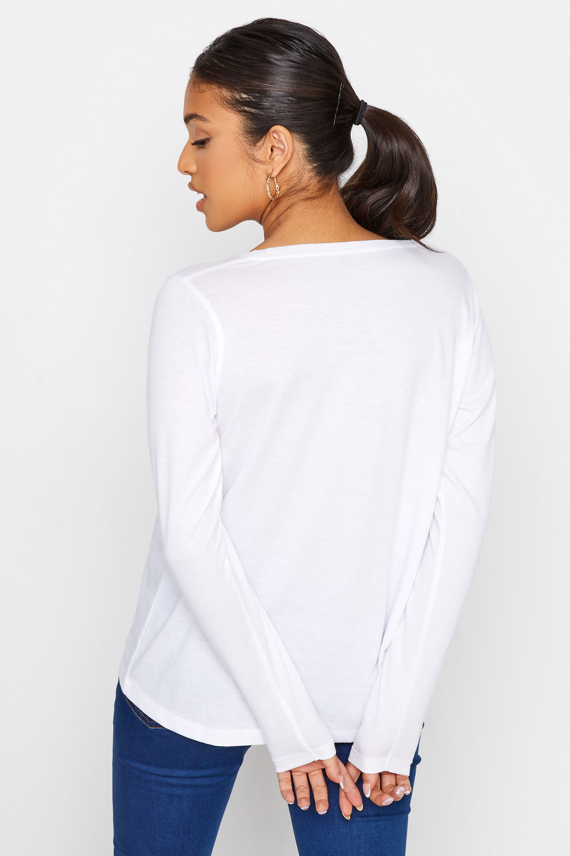 Petite White Long Sleeve T-Shirt | PixieGirl  3
