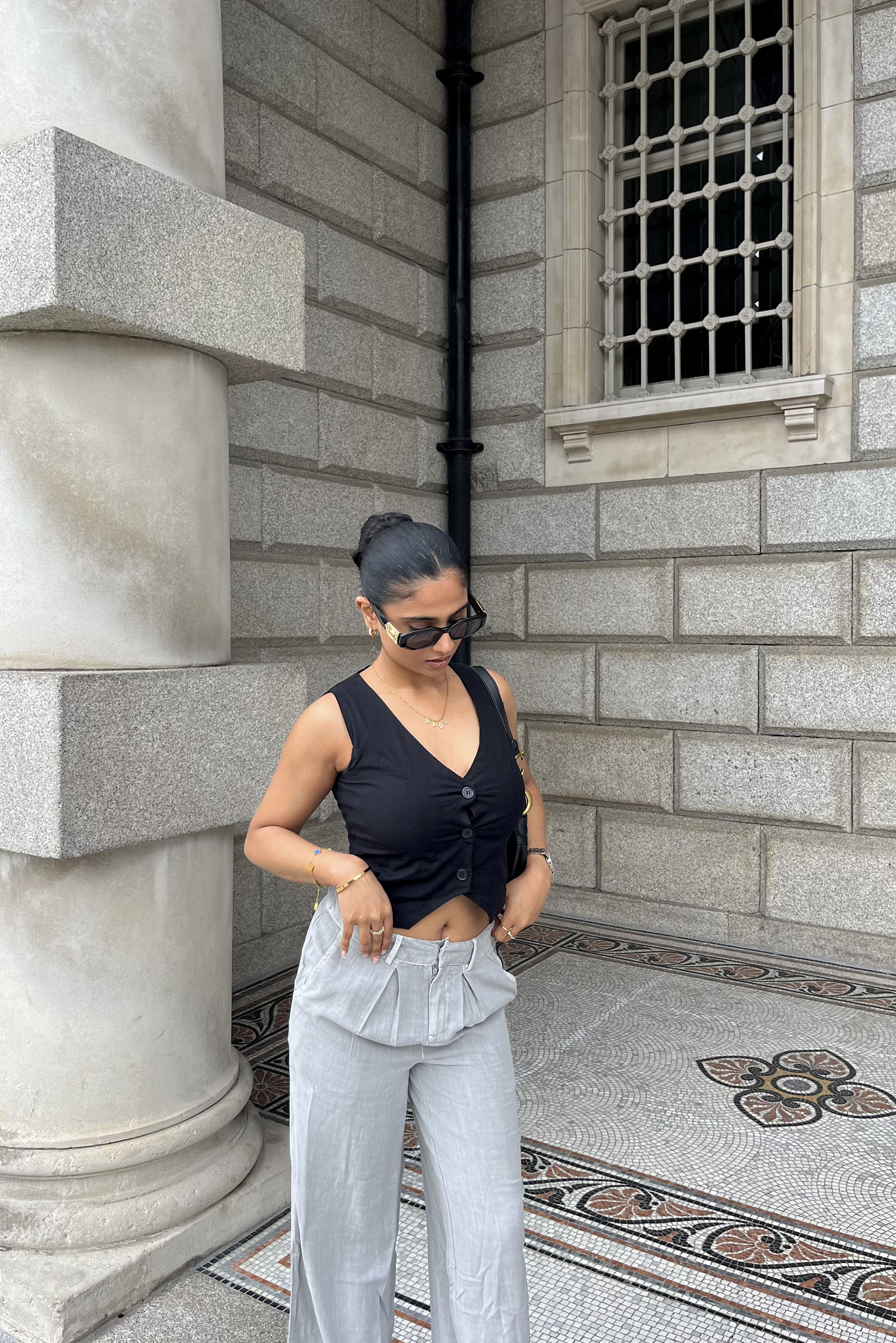 PixieGirl Petite Womens Black Linen Waistcoat | PixieGirl 1