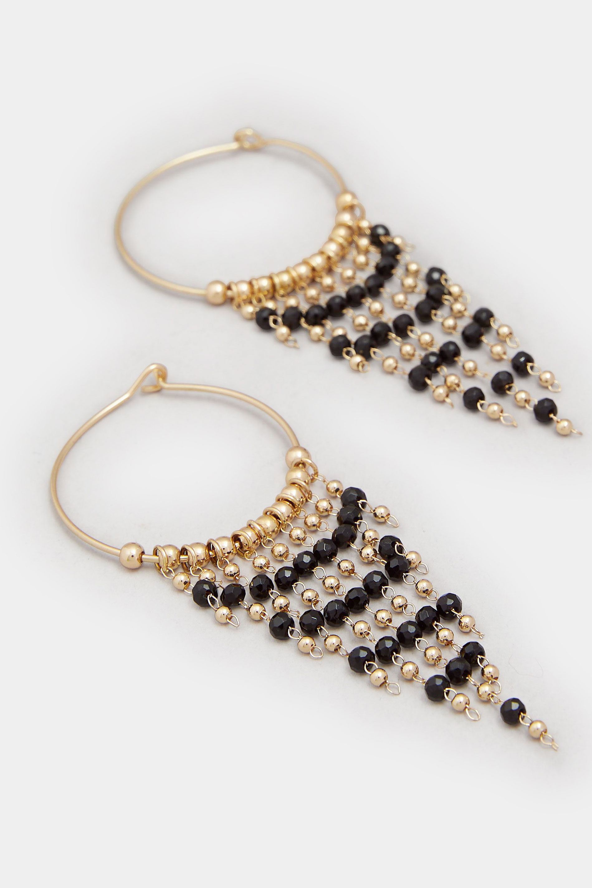 Black Waterfall Bead Hoop Earrings | Yours Clothing 3
