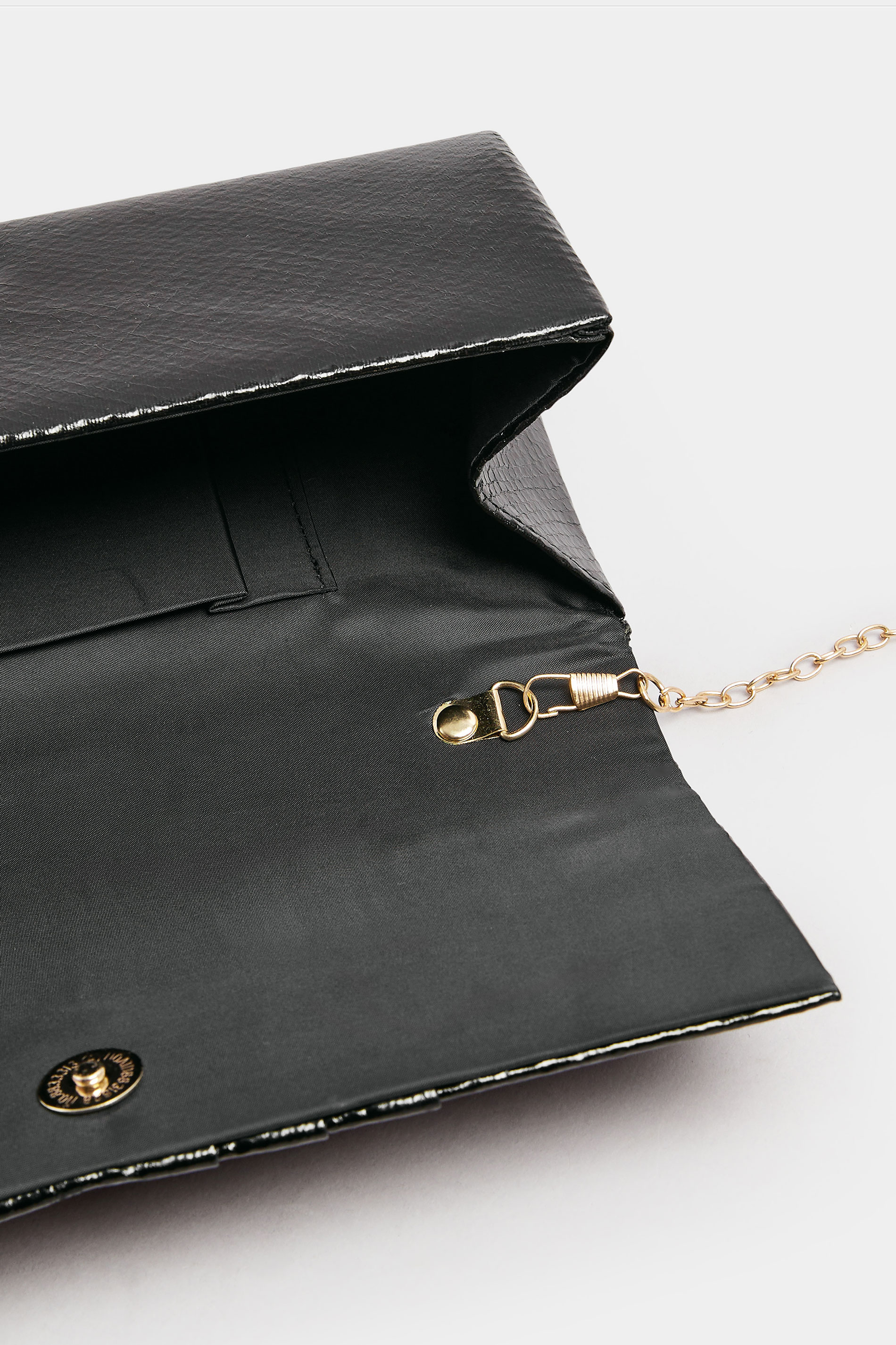 Black Faux Leather Metallic Clutch Bag | Yours Clothing 5