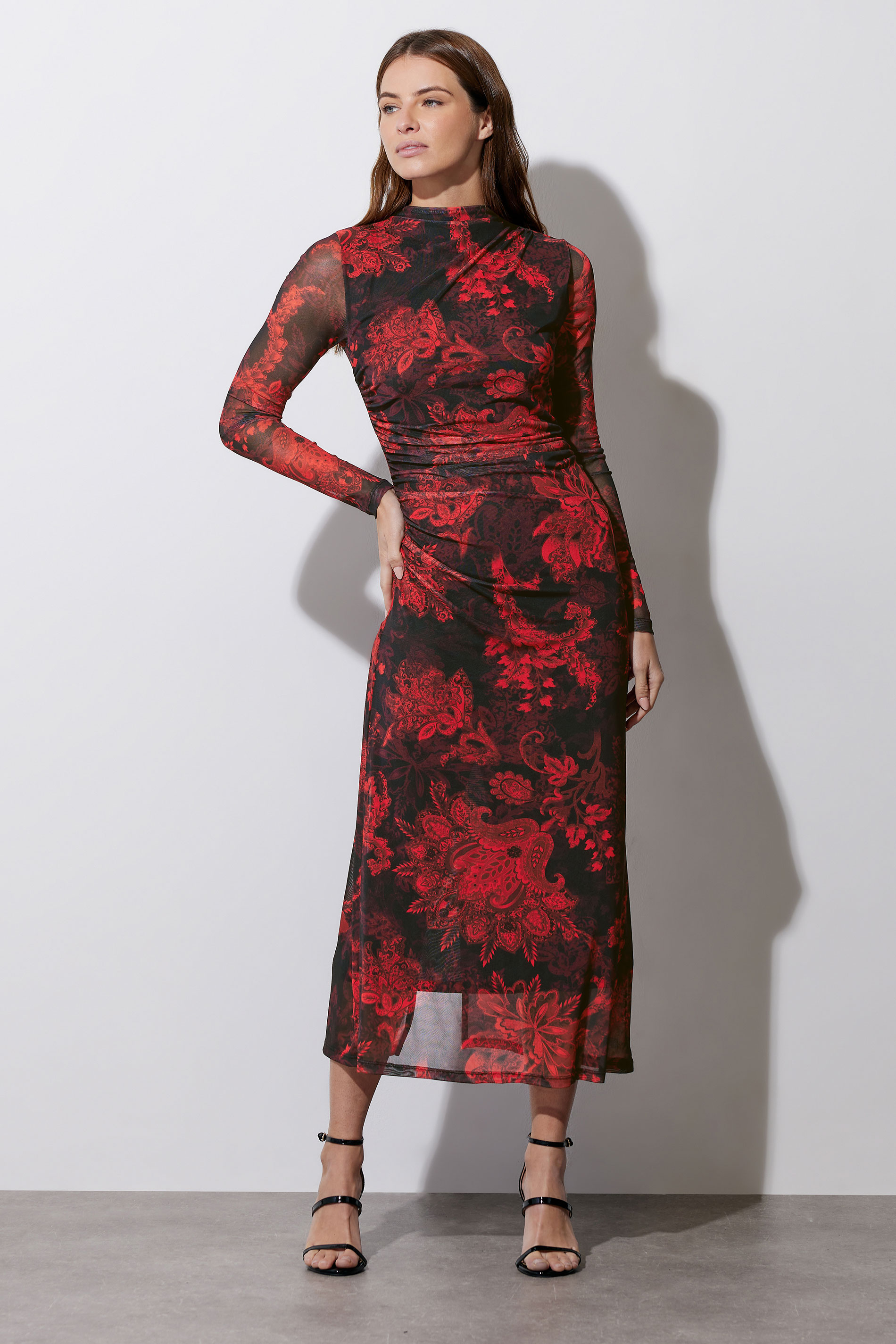 STAR Red Paisley Mesh Maxi Dress | StarByJM 1