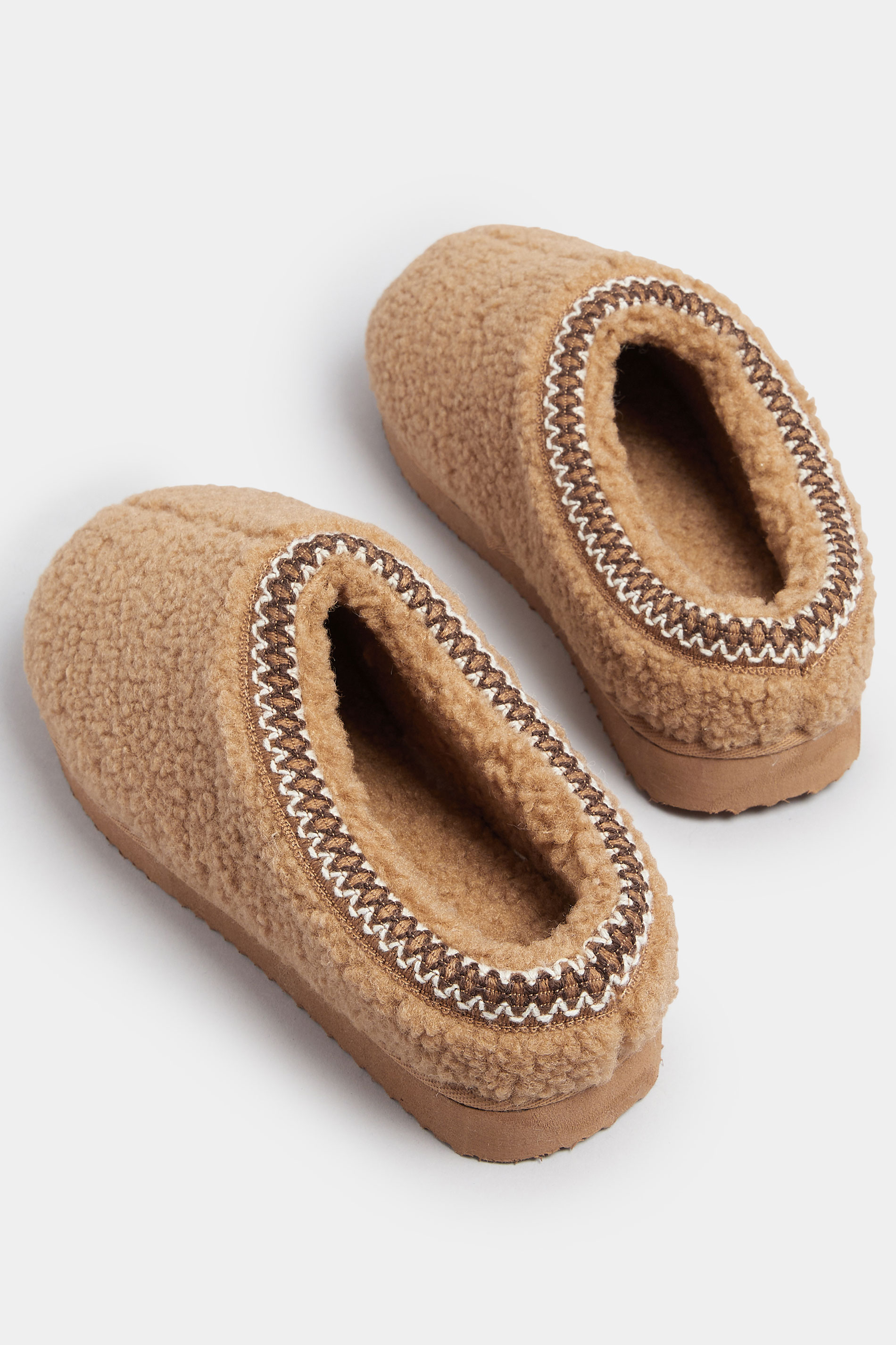 Tan Brown Borg Stitch Mules | Yours Clothing 5