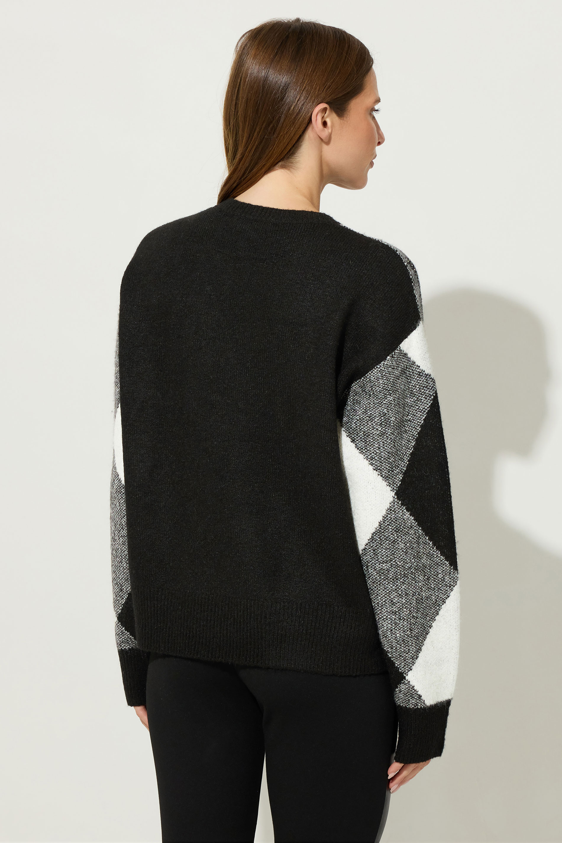 STAR Black Argyle Sequin Knitted Jumper | StarByJM 3