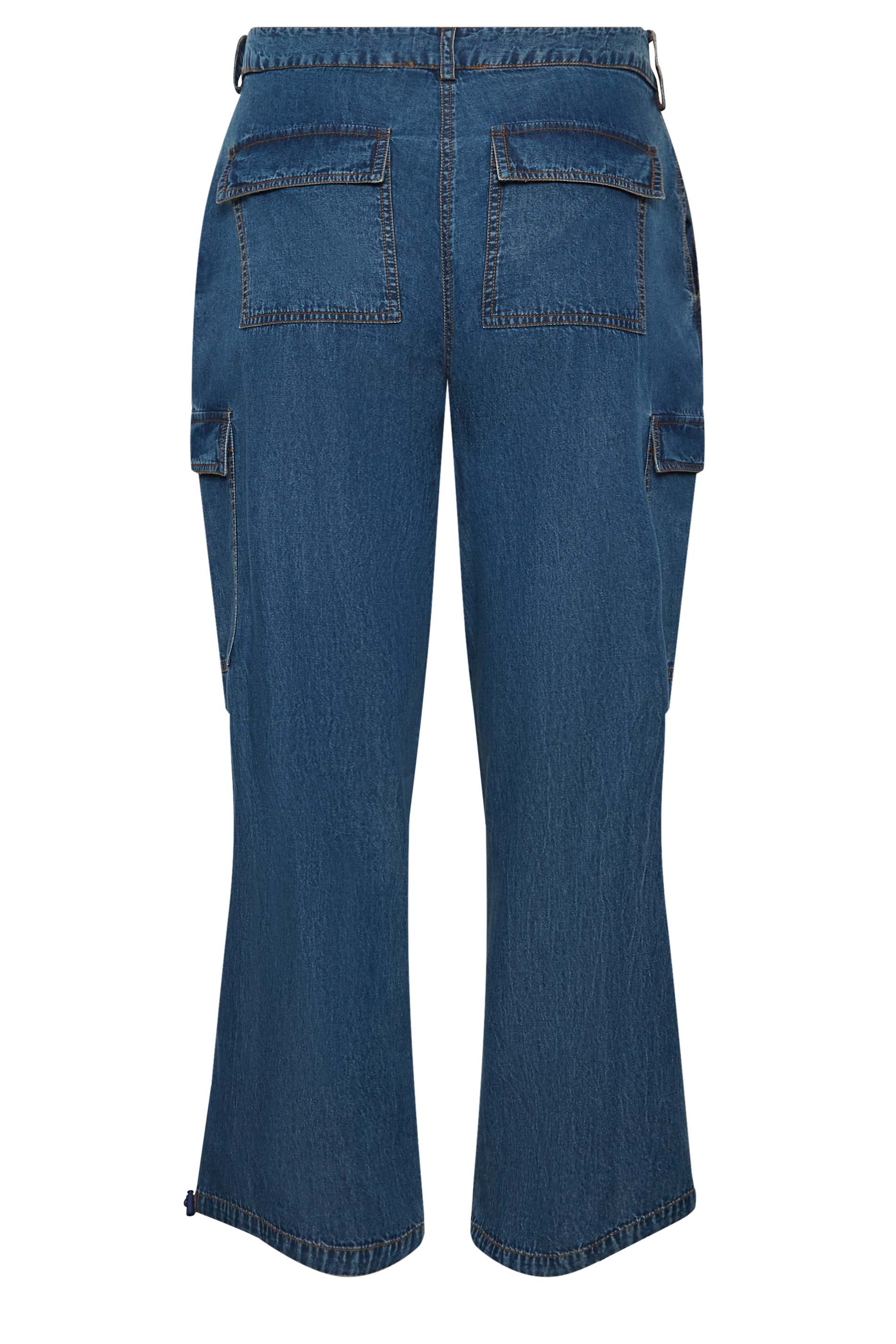 Petite Blue Denim Parachute Trousers | PixieGirl 8