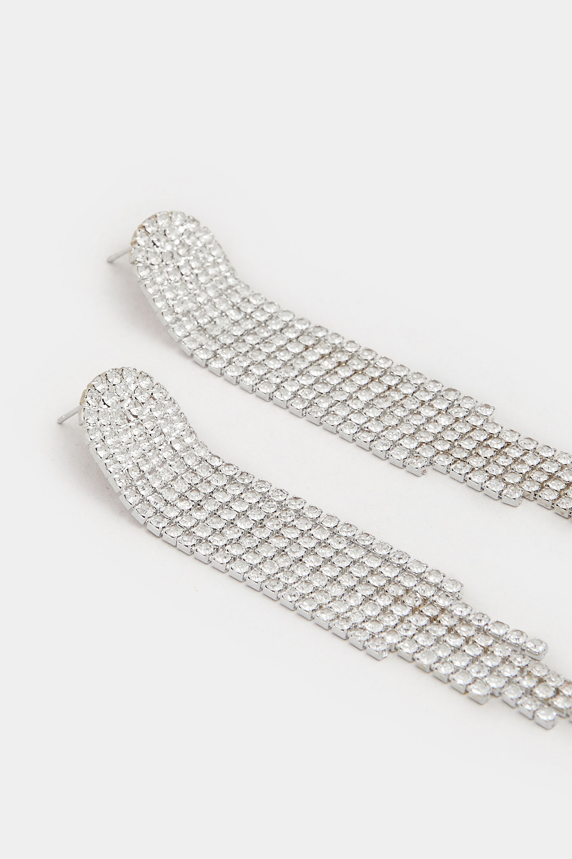 Silver Tone Diamante Statement Earrings | Yours Clothing 3