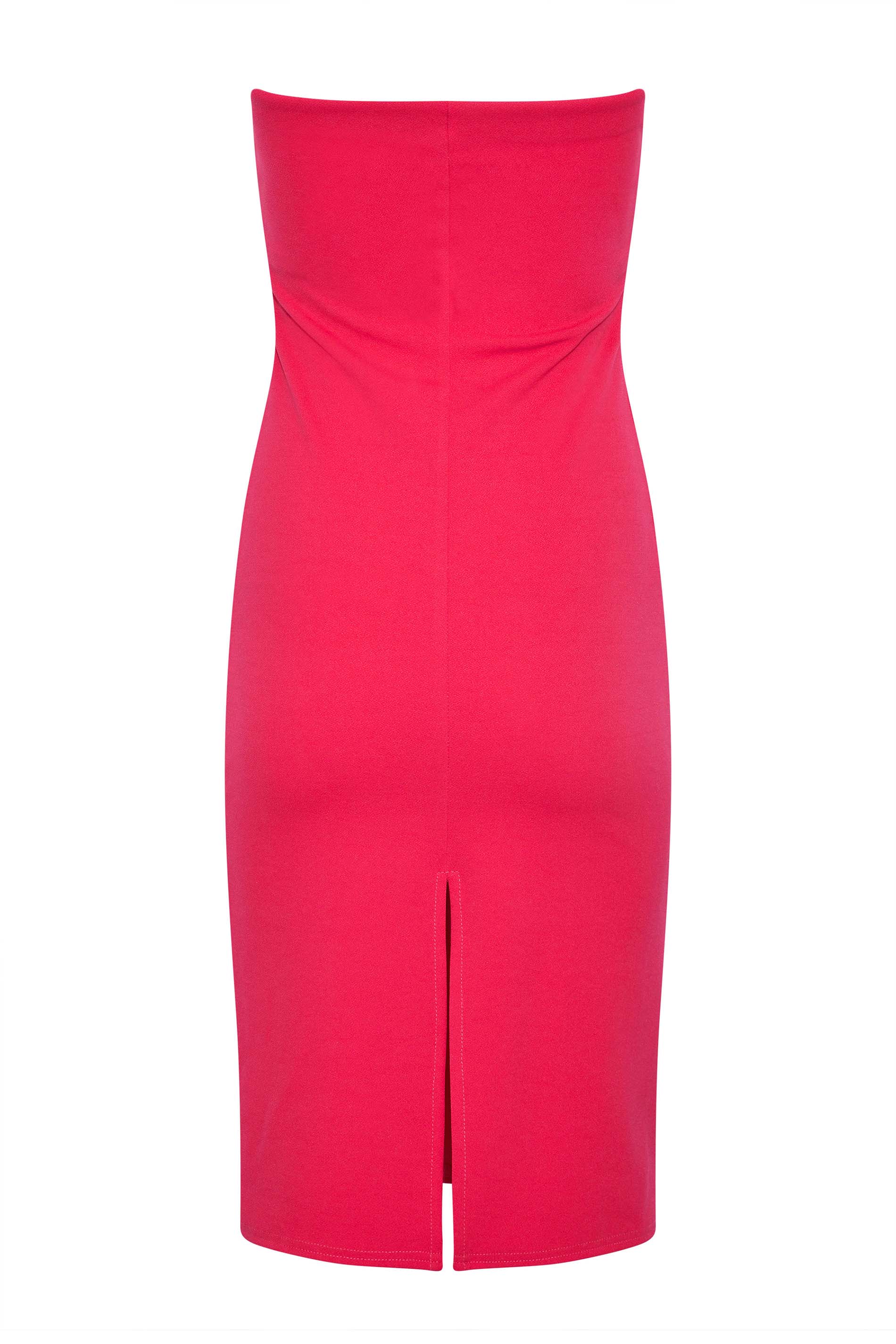 Petite Hot Pink Bandeau Midi Dress | PixieGirl 7