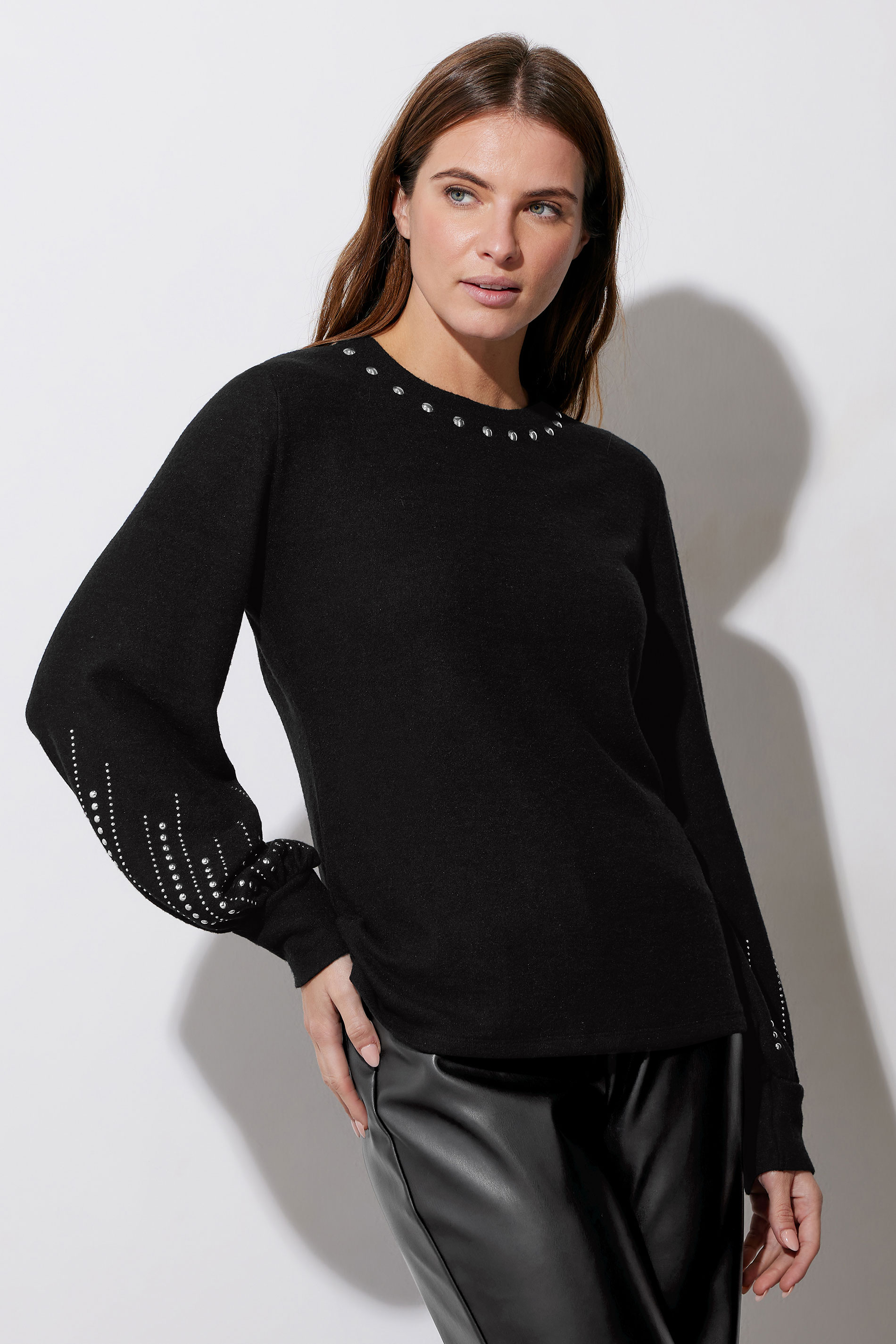 STAR Black Knitted Stud Detail Jumper | StarByJM 7