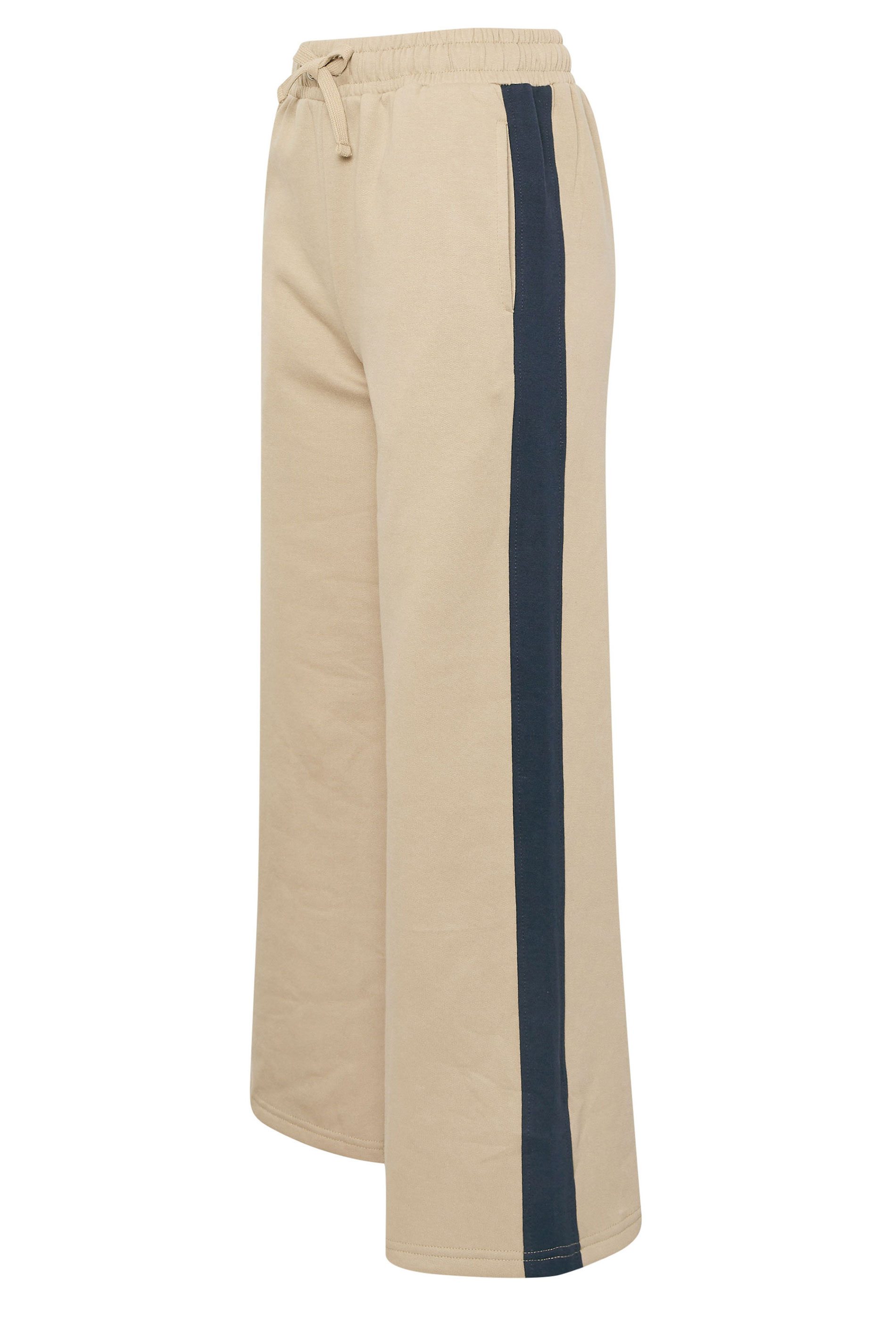 PixieGirl Petite Women's Beige Brown Side Striped Wide Leg Jogger | PixieGirl 8