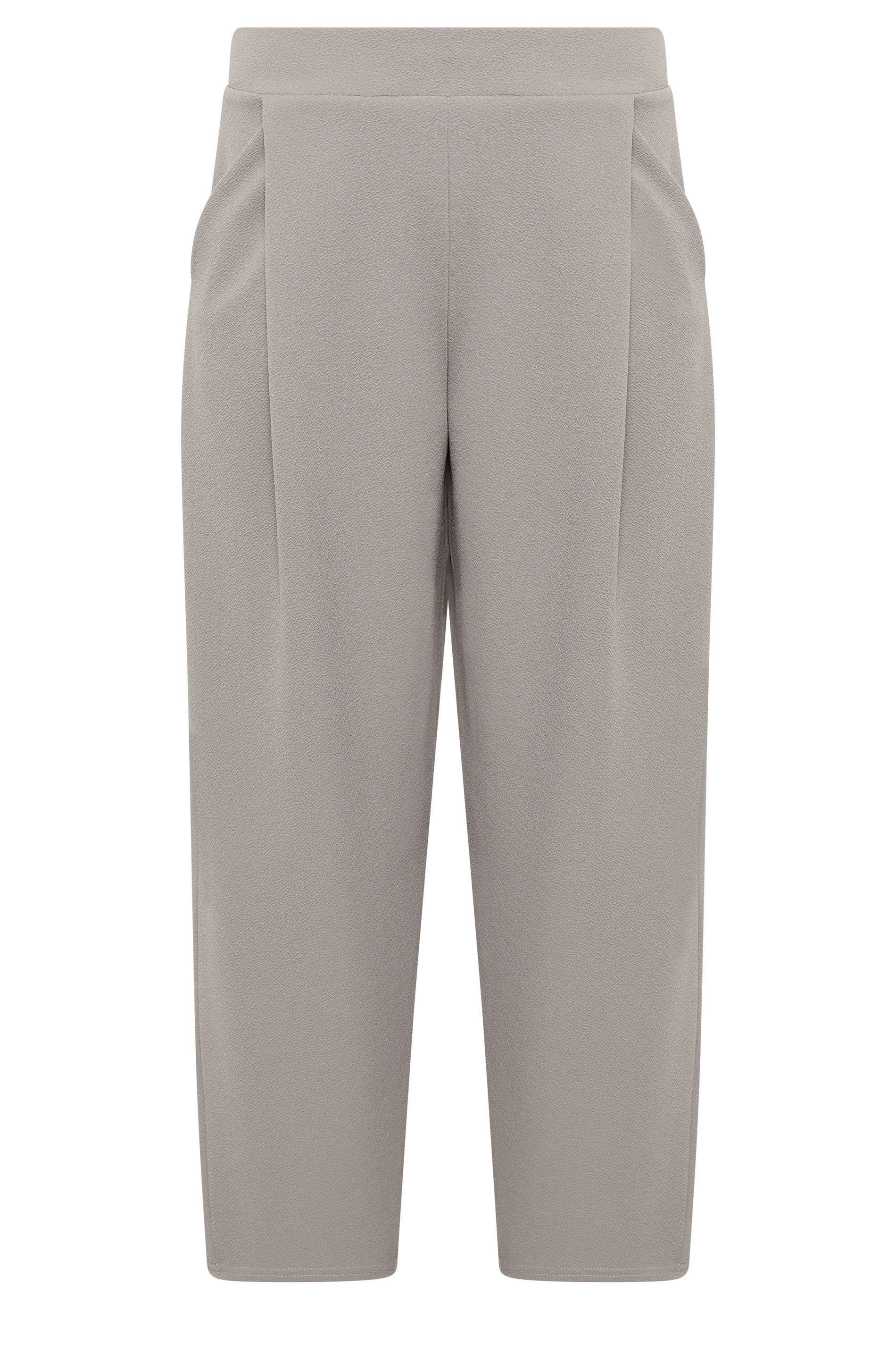PixieGirl Petite Women's Grey Crinkle Barrel Leg Trousers | PixieGirl 5