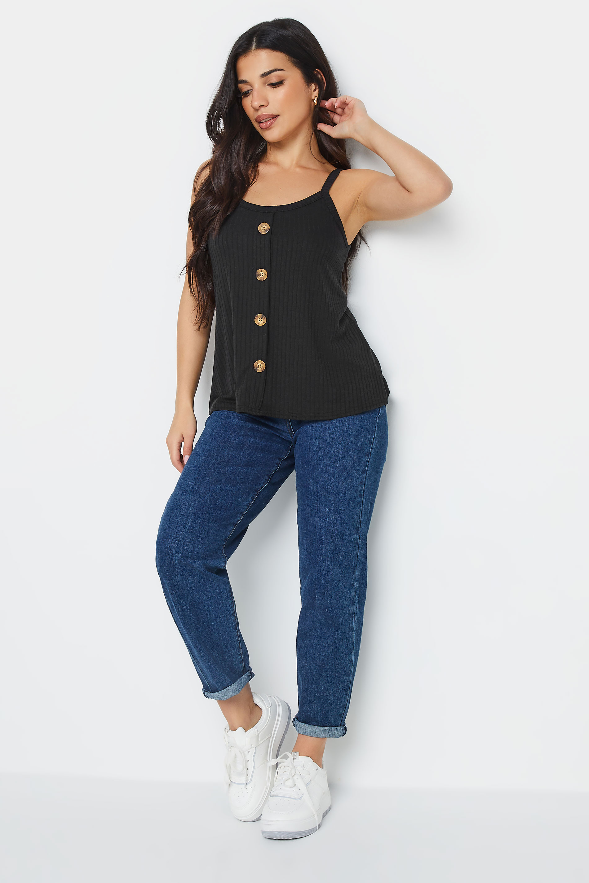 PixieGirl 2 PACK Petite Womens Black & Khaki Green Button Down Cami Tops | PixieGirl 4