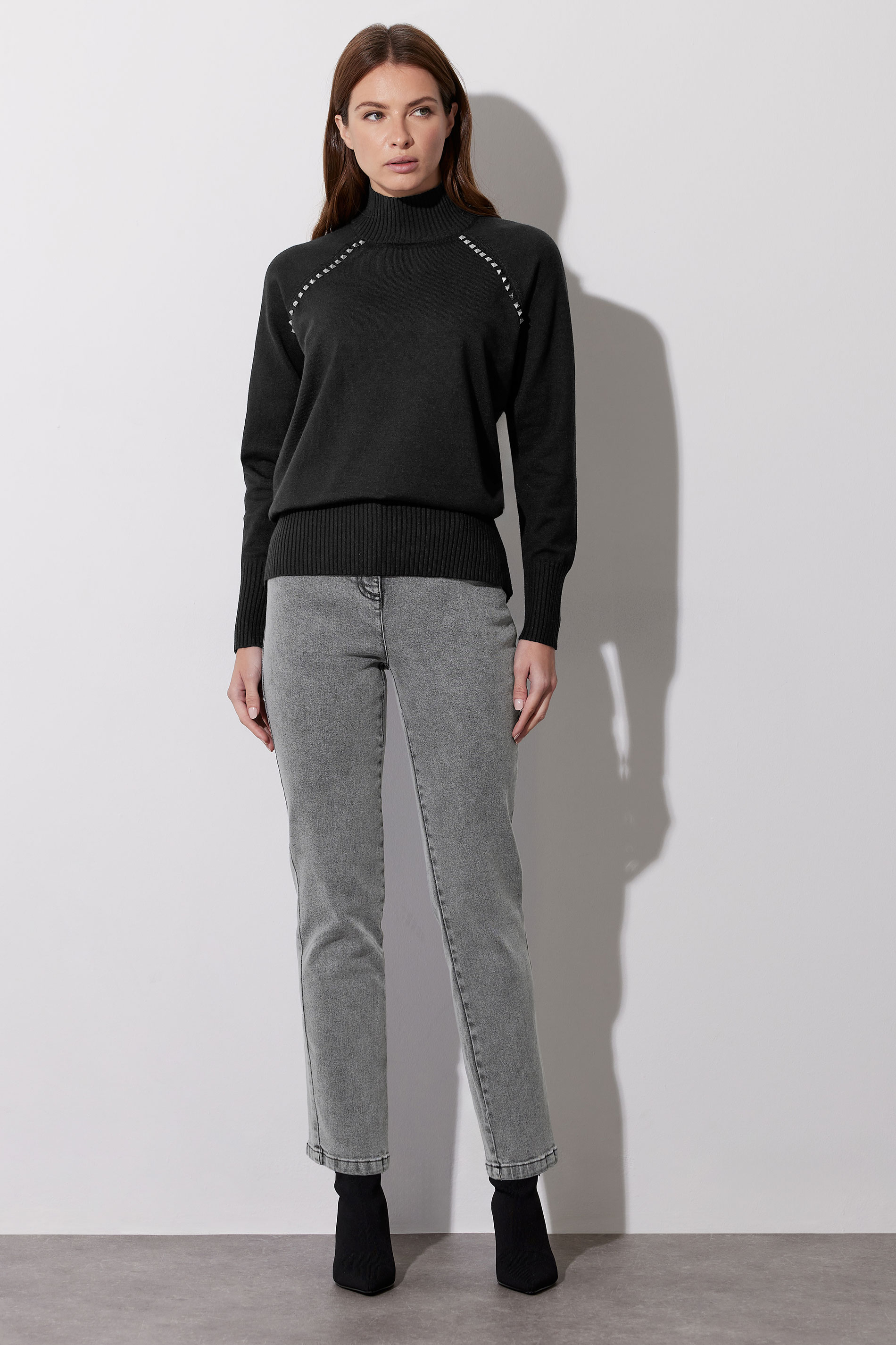 STAR Black Stud Embellished Raglan Jumper | StarByJM 2