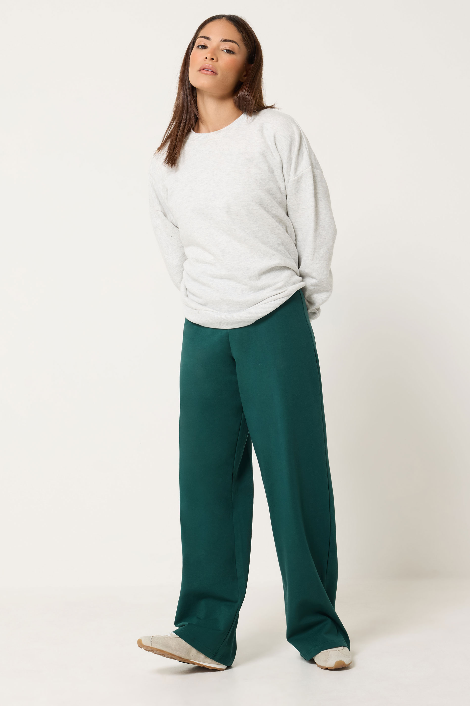 Pixiegirl Women's Green Petite Dark Wide Leg Yoga Pants Size Petite > 16