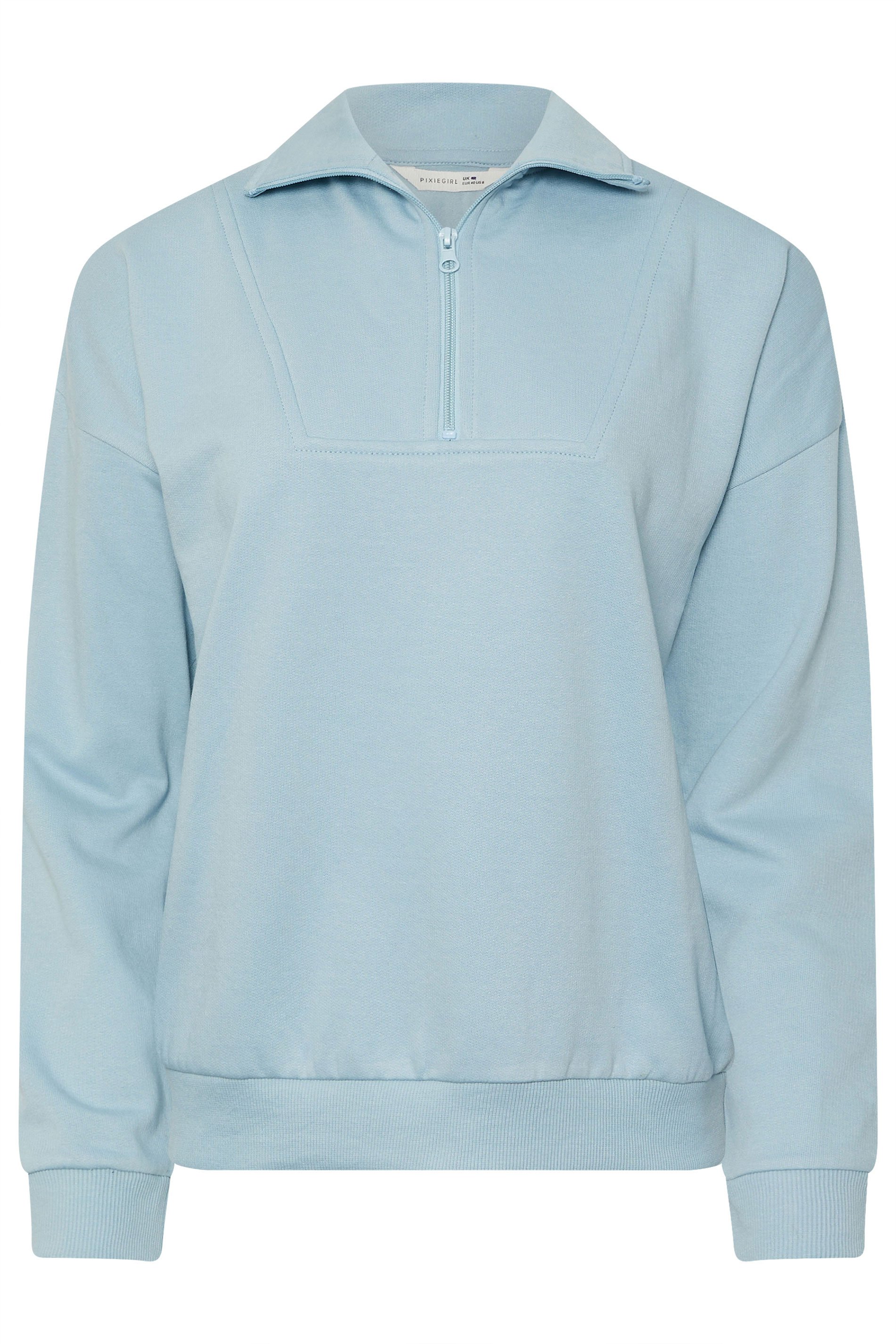 PixieGirl Petite Women's Light Blue Quarter Zip Sweatshirt | PixieGirl 5