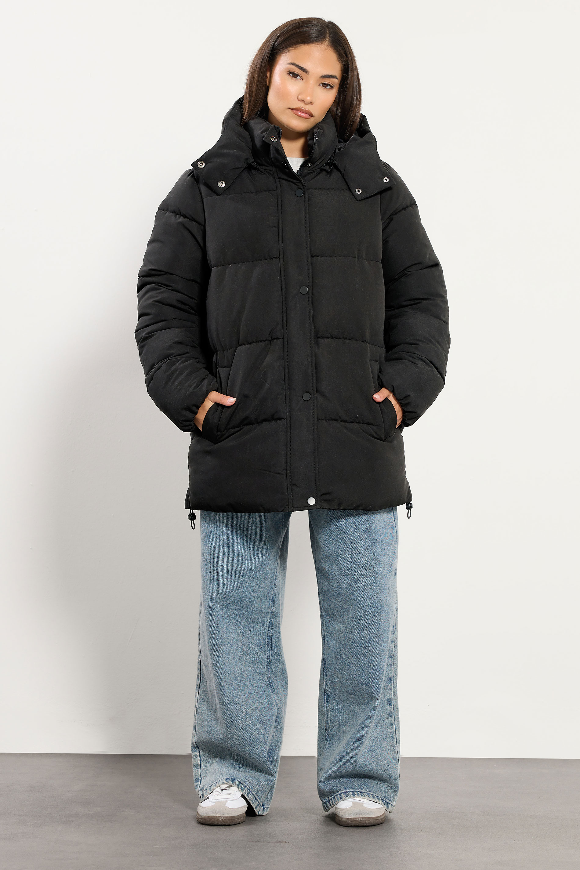 PixieGirl Petite Women's Black Padded Midi Coat | PixieGirl 4