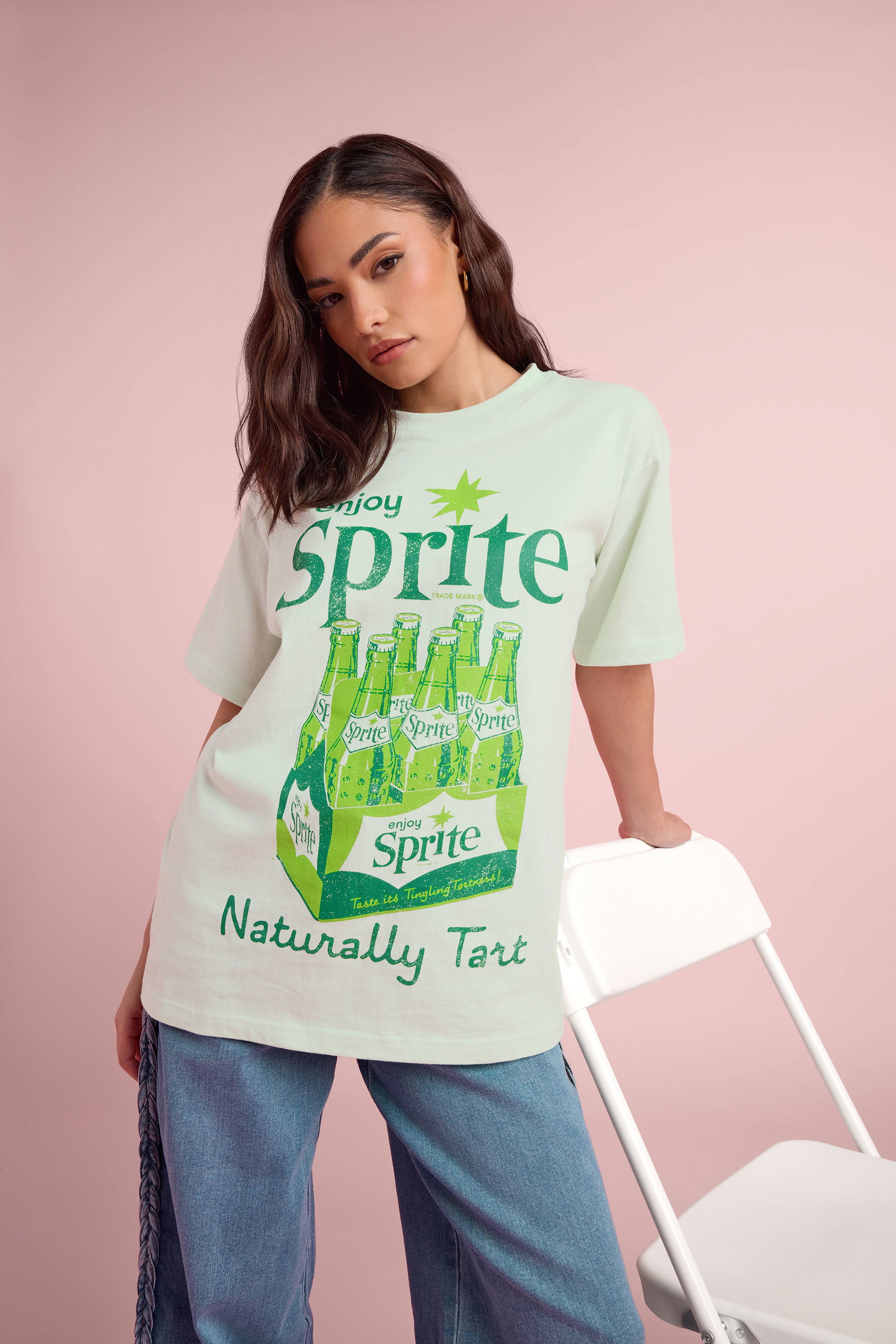 PixieGirl Petite Women's Green 'Enjoy Sprite' Slogan Cotton T