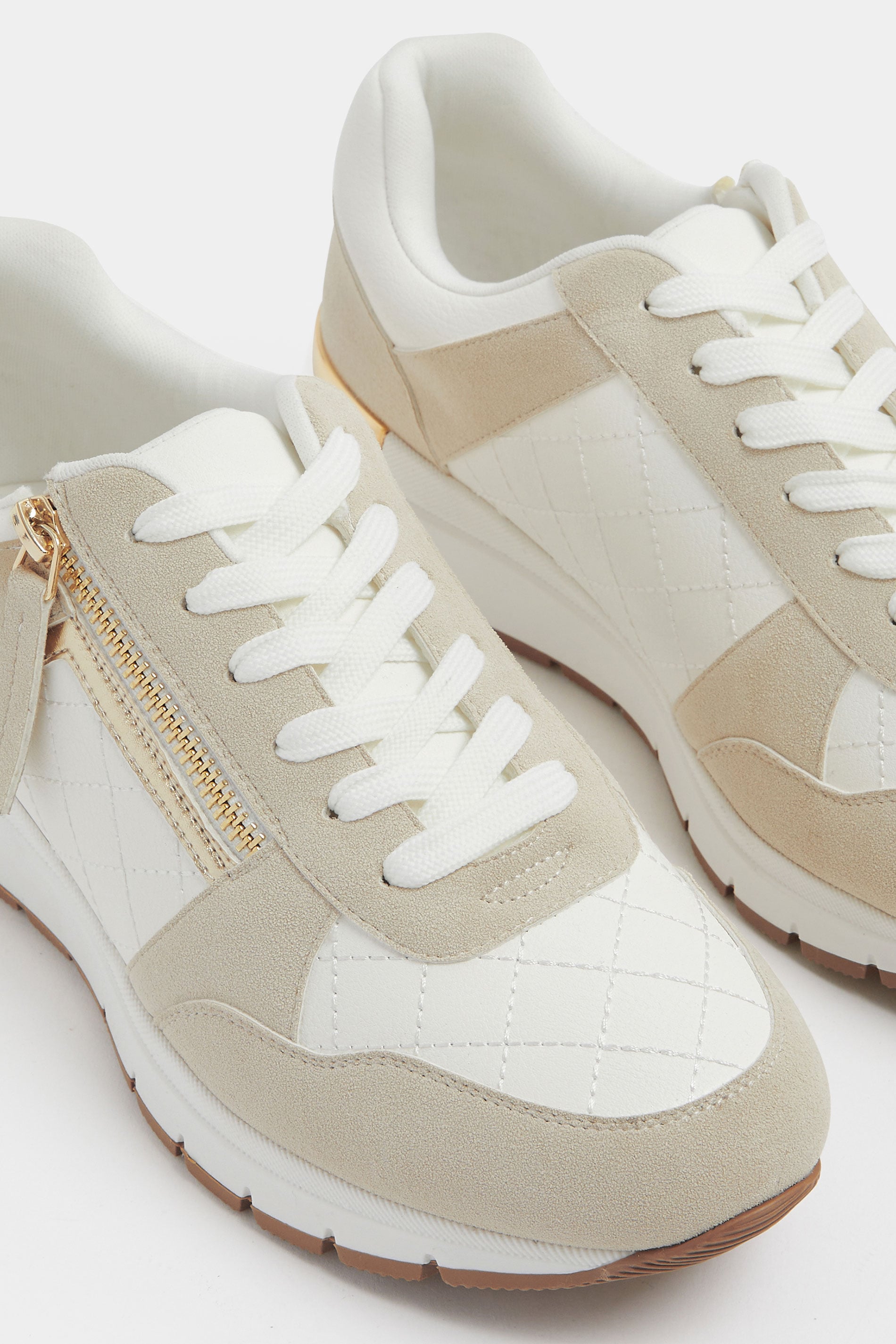 White Quilted Wedge Trainer In Wide E Fit | Yours Clothing 5