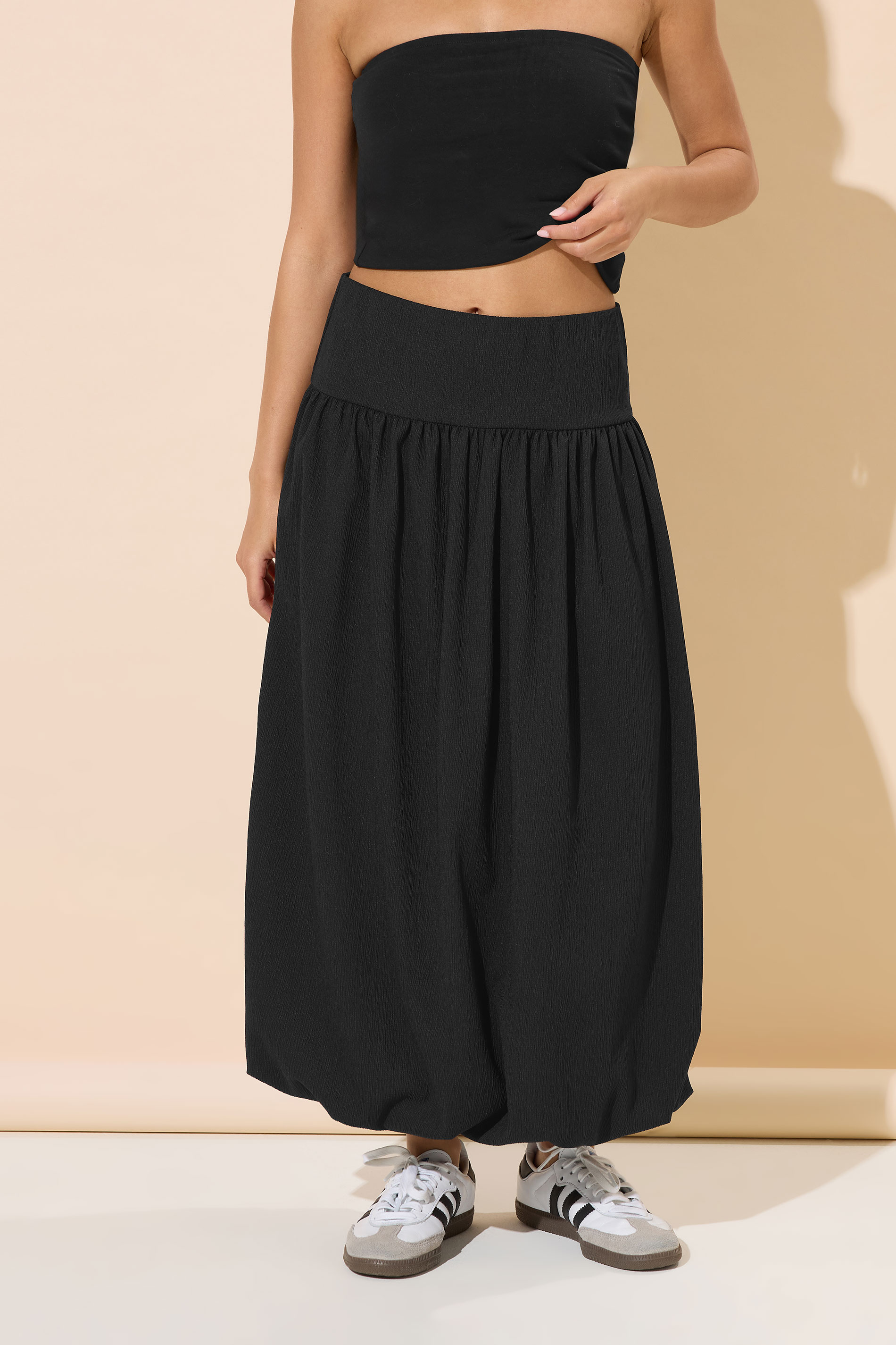PixieGirl Petite Women's Black Bubble Hem Maxi Skirt | PixieGirl 1