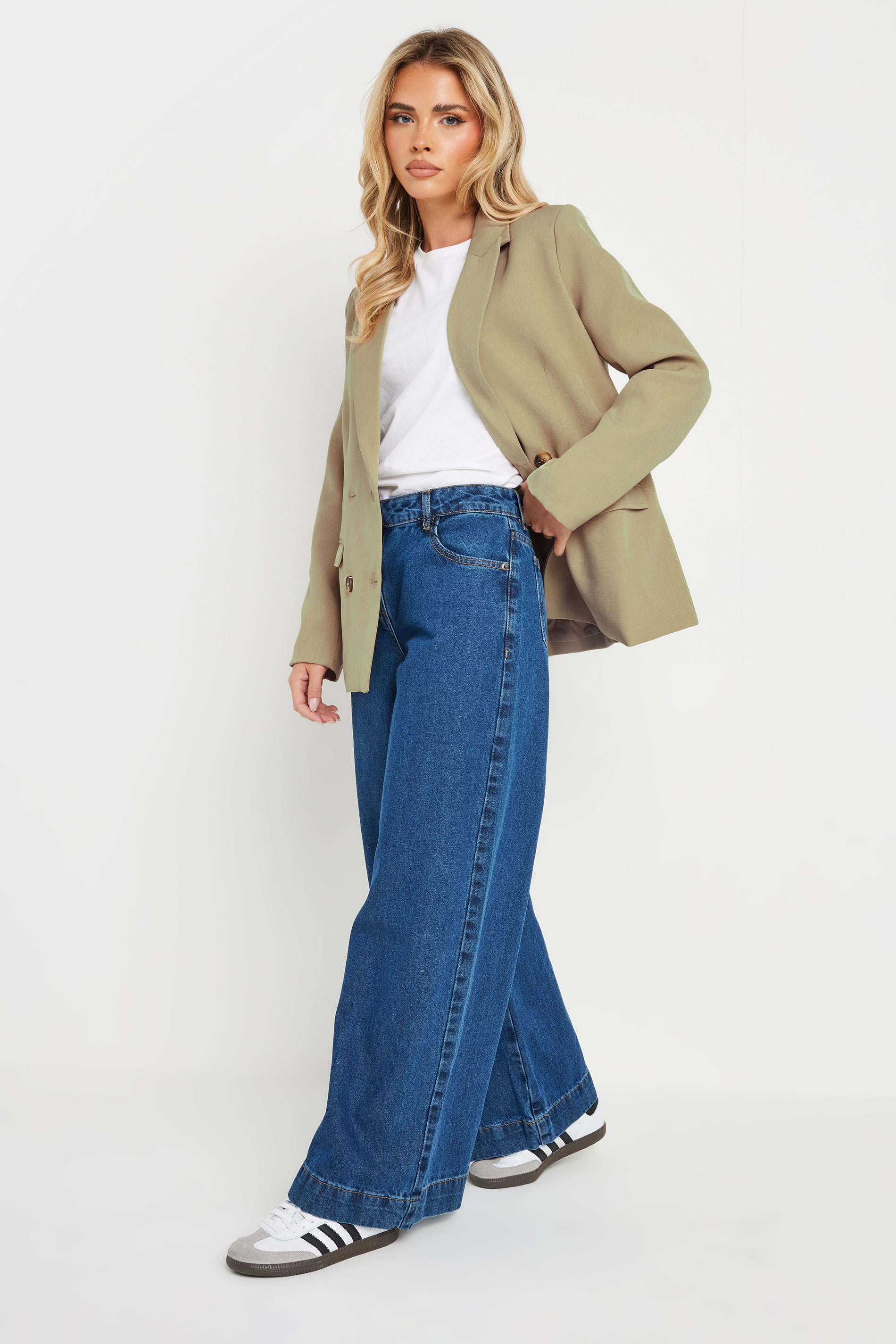 PixieGirl Petite Women's Stone Brown Tailored Double Breasted Blazer | PixieGirl 4