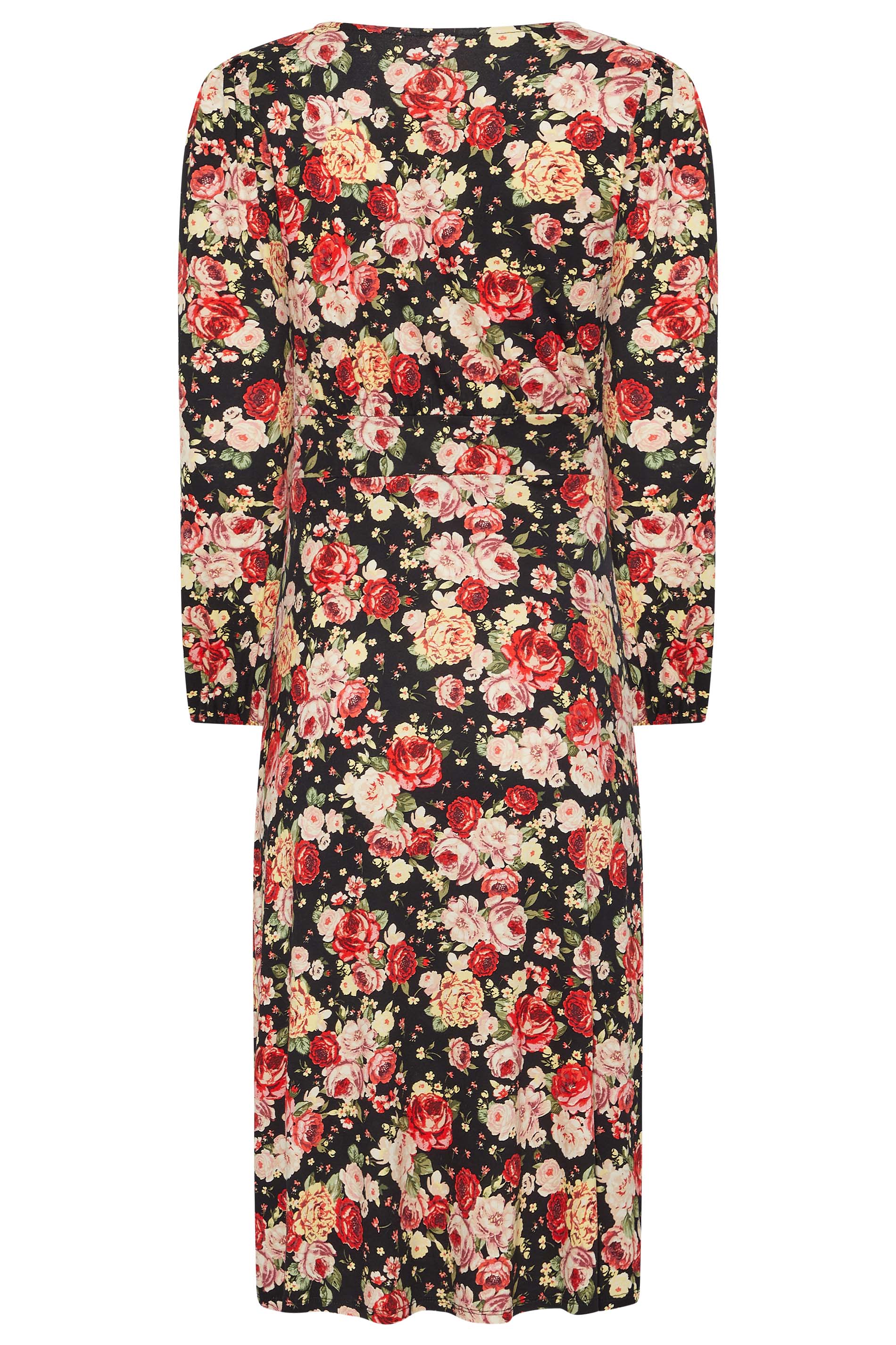 Petite Black Floral V-Neck Dress | PixieGirl 8