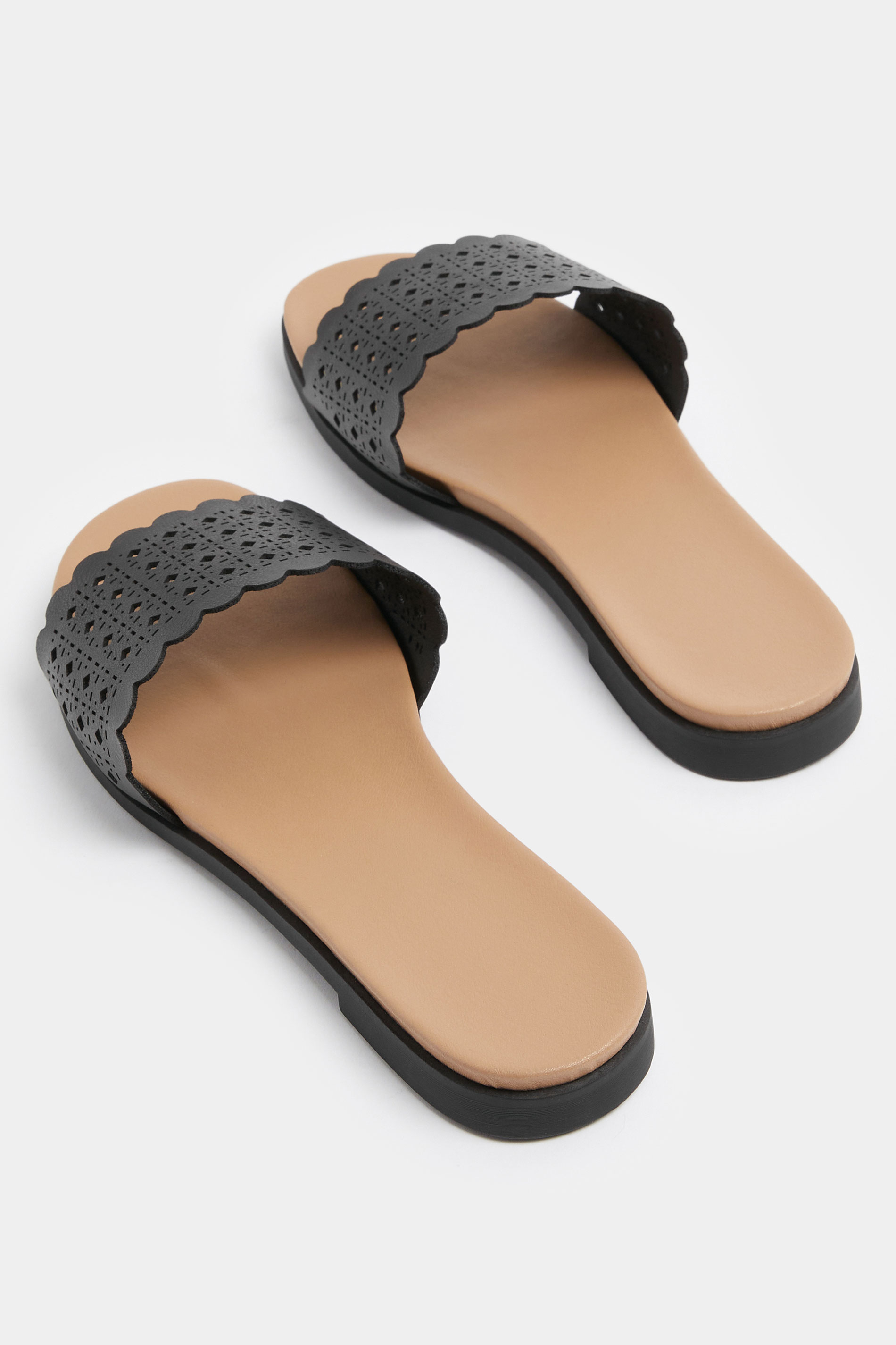 Black Faux Leather Cut Out Mule Sandals In Wide E Fit | Yours Clothing 4