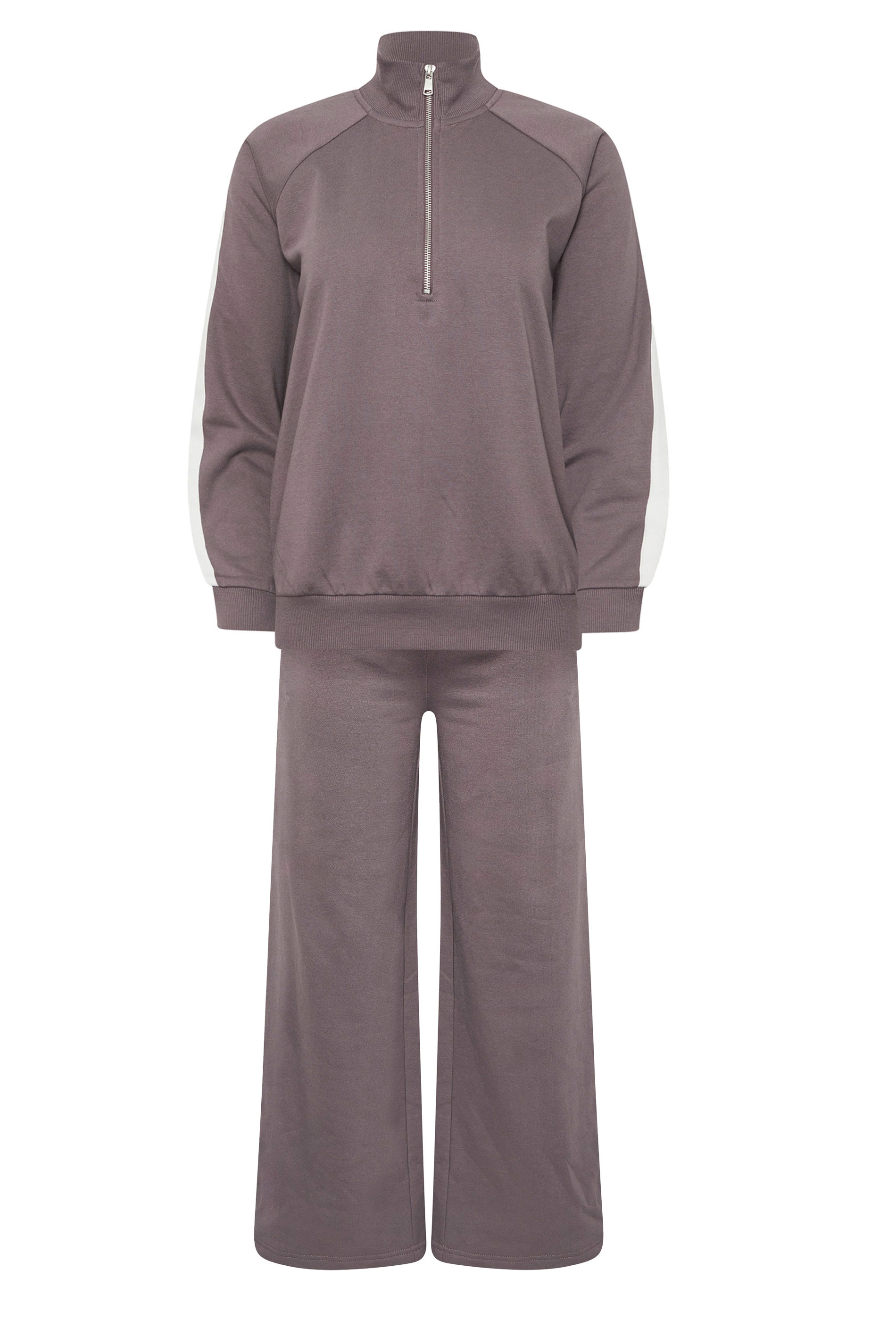 PixieGirl Petite Women's Set Purple Stripe Quarter Zip Sweatshirt & Wide Leg Joggers | PixieGirl 9