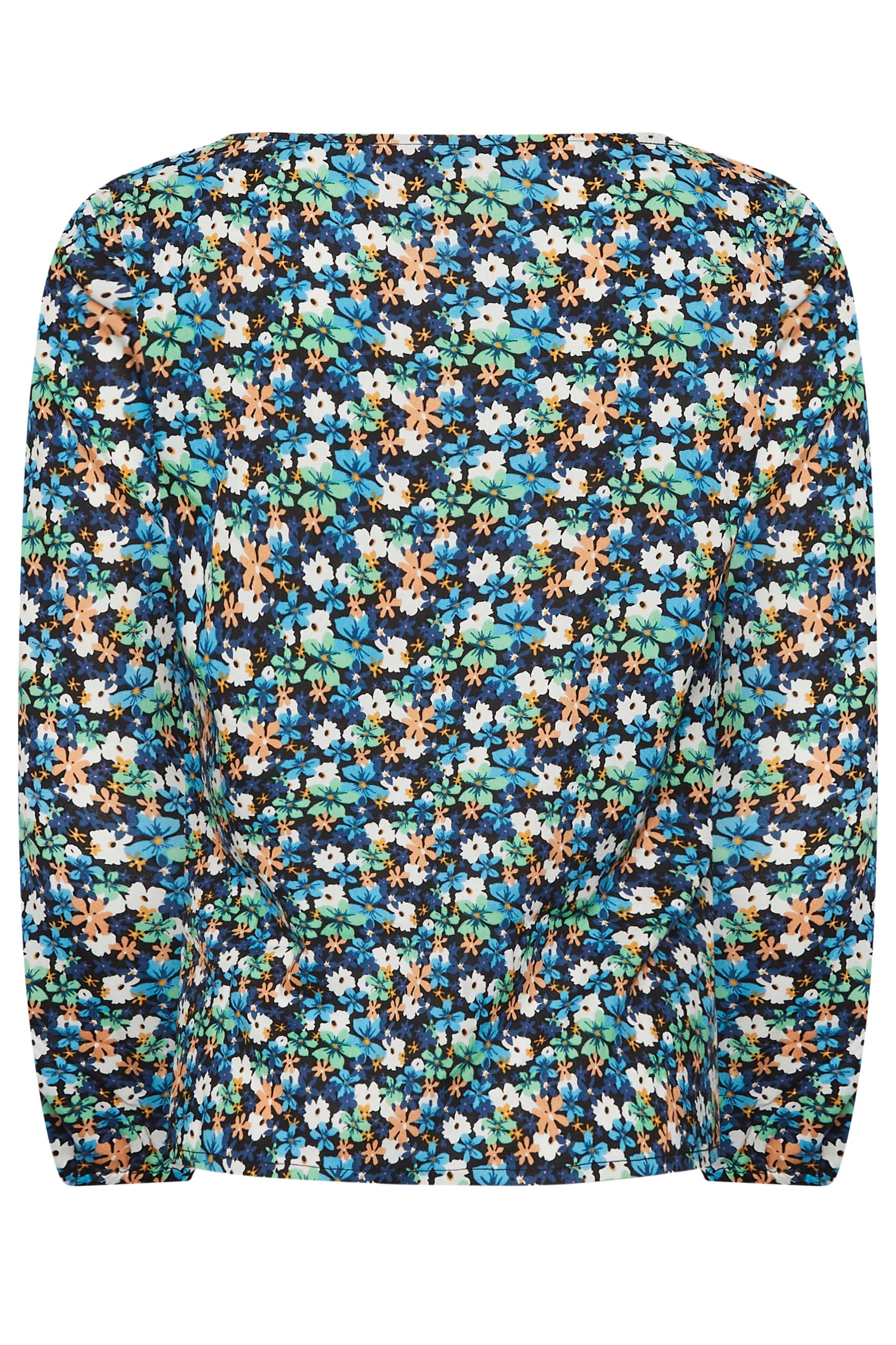 PixieGirl Blue Floral Ruched Front Top | PixieGirl 8