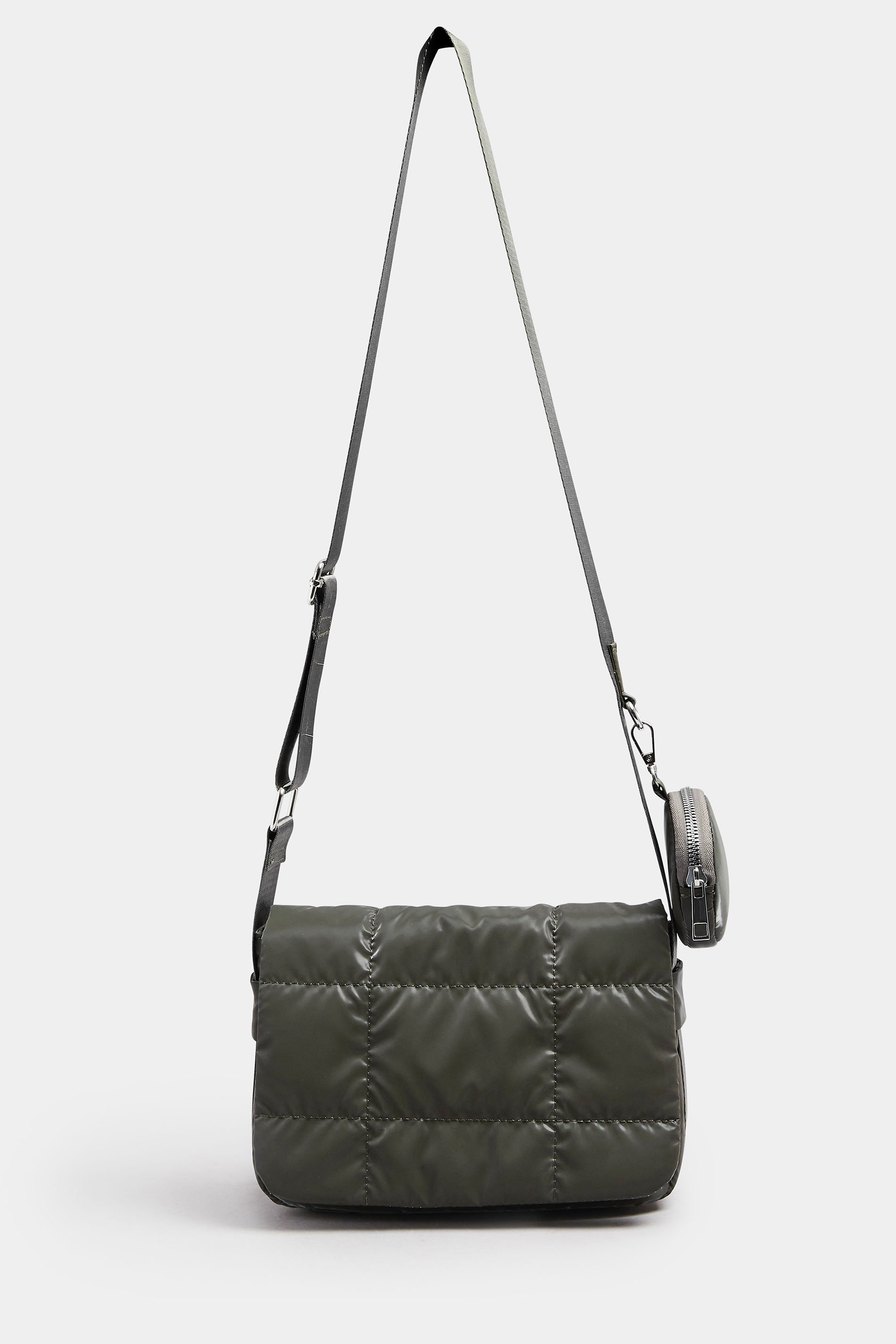 Khaki Green Quilted Cross Body Bag | Yours Clothing 3