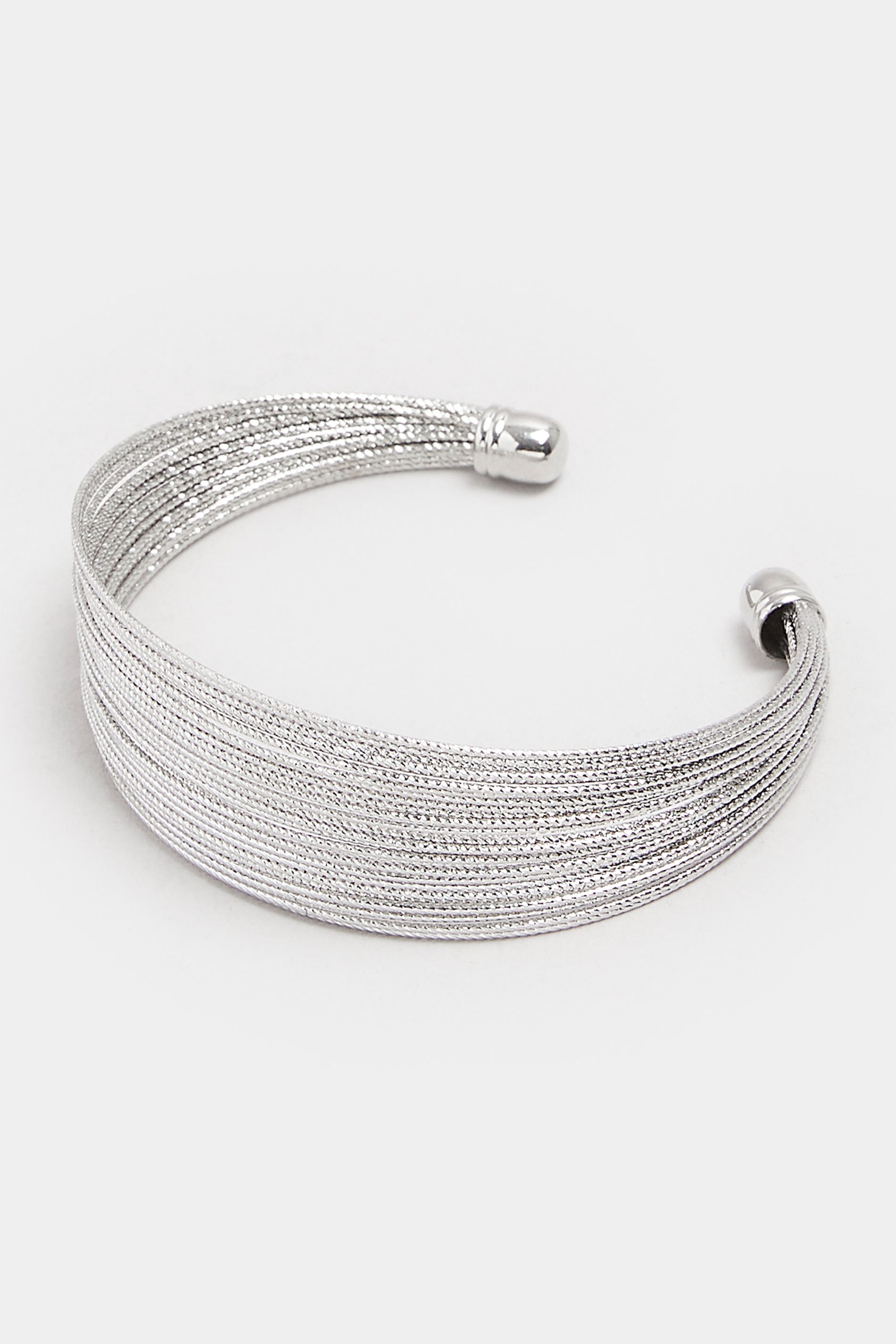 Silver Tone Multi Strand Cuff Bracelet | Yours Clothing 2