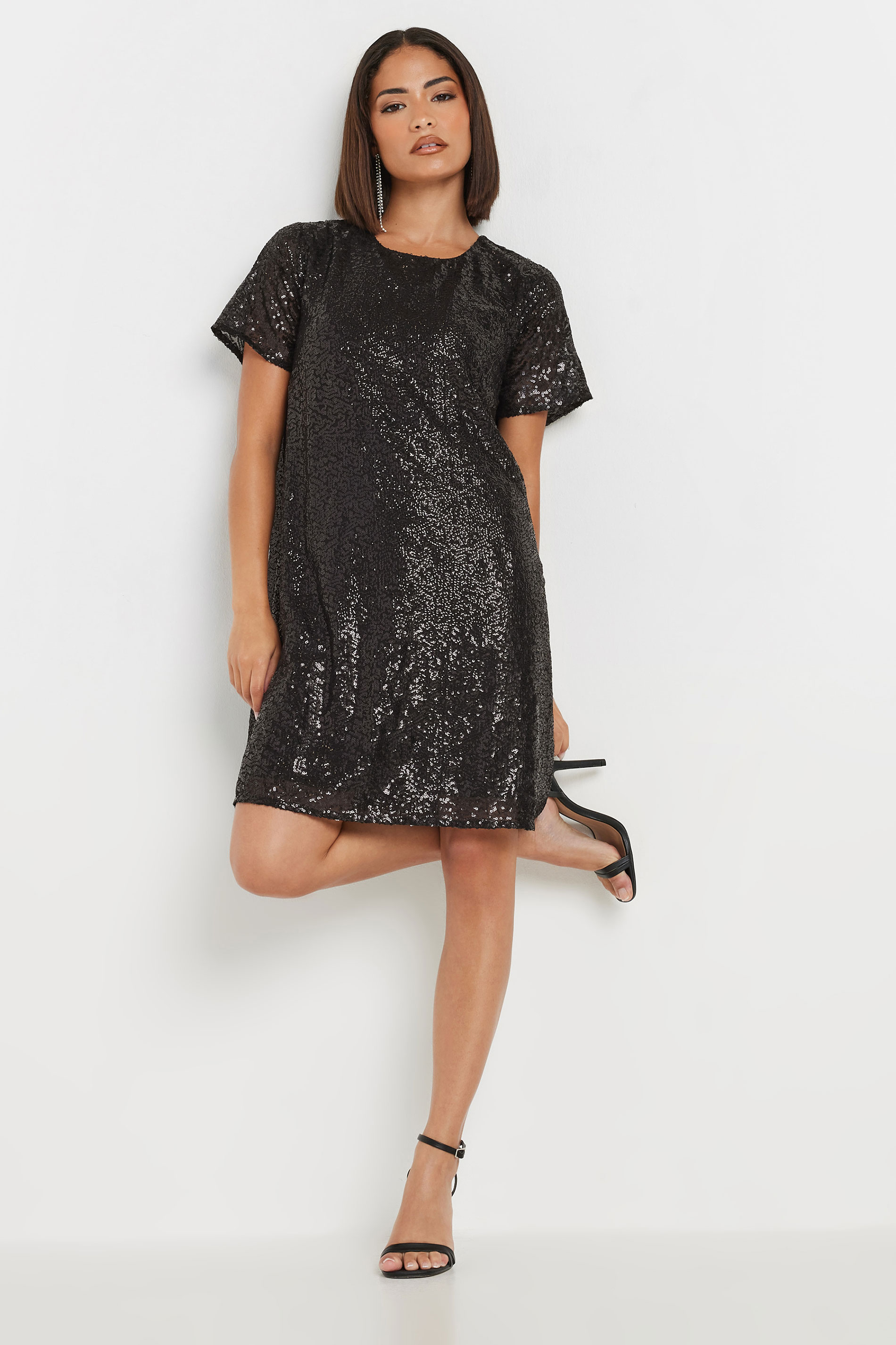 PixieGirl Black Sequin T-Shirt Dress | PixieGirl  3