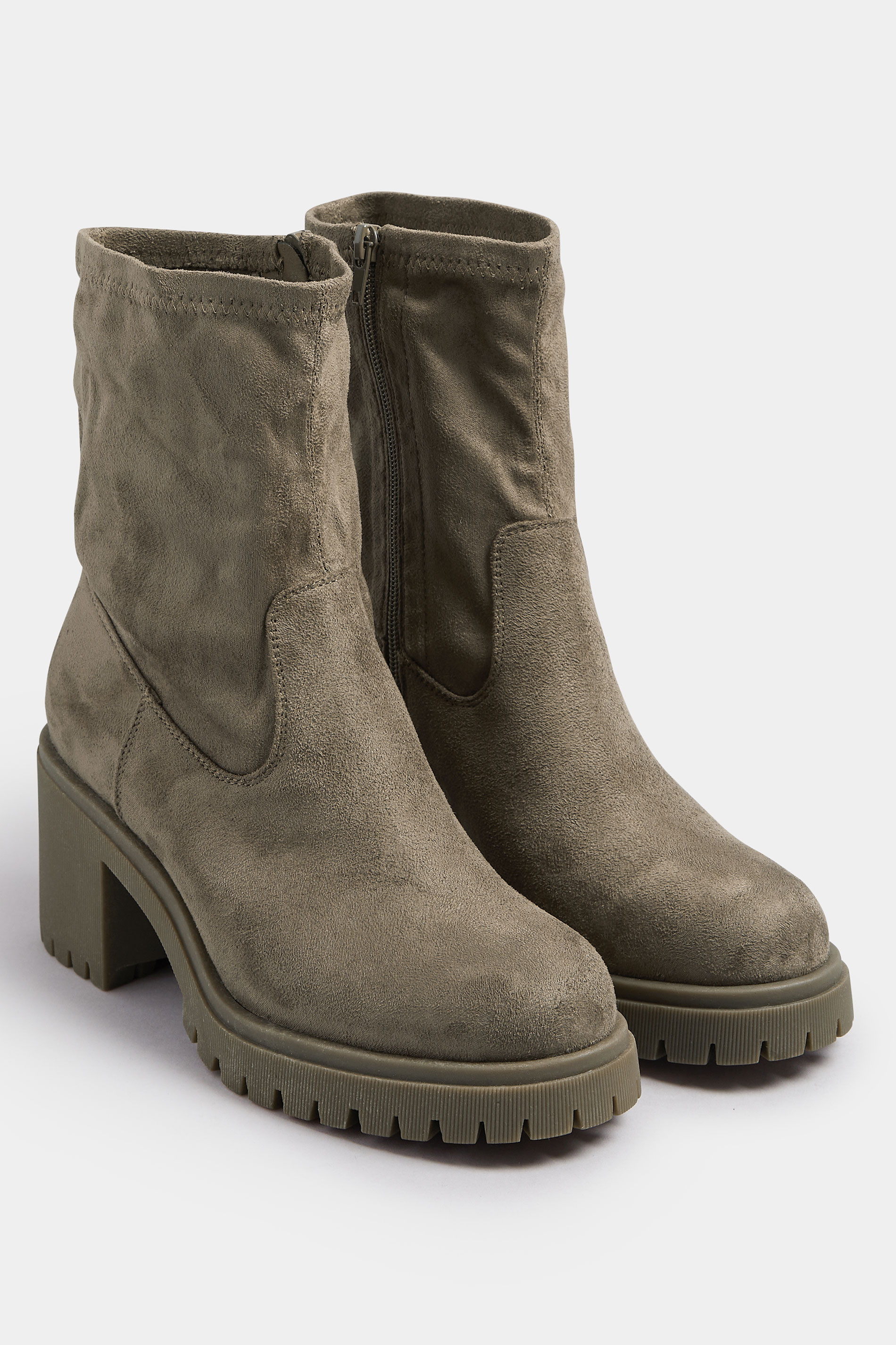 Mocha Brown Faux Suede Stretch Sock Boots In Extra Wide EEE Fit | Yours Clothing 3