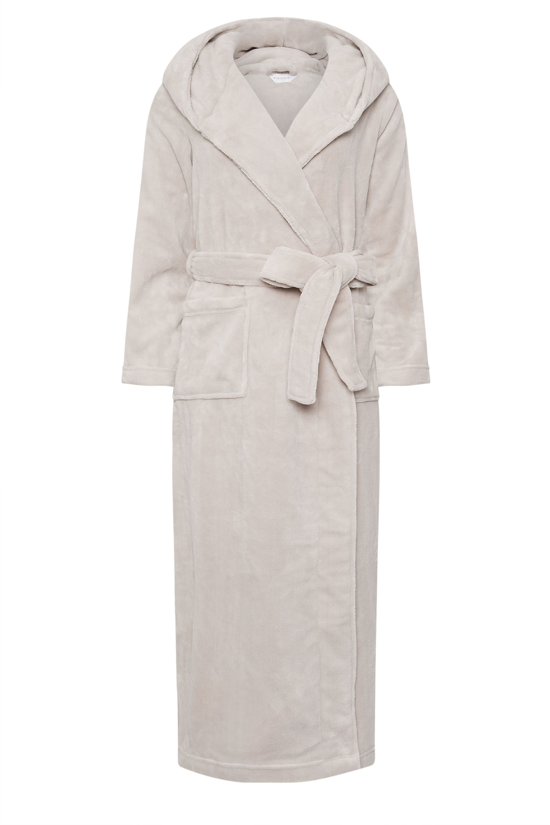 PixieGirl Petite Women's Stone Brown Luxury Soft Fleece Dressing Gown | PixieGirl 6