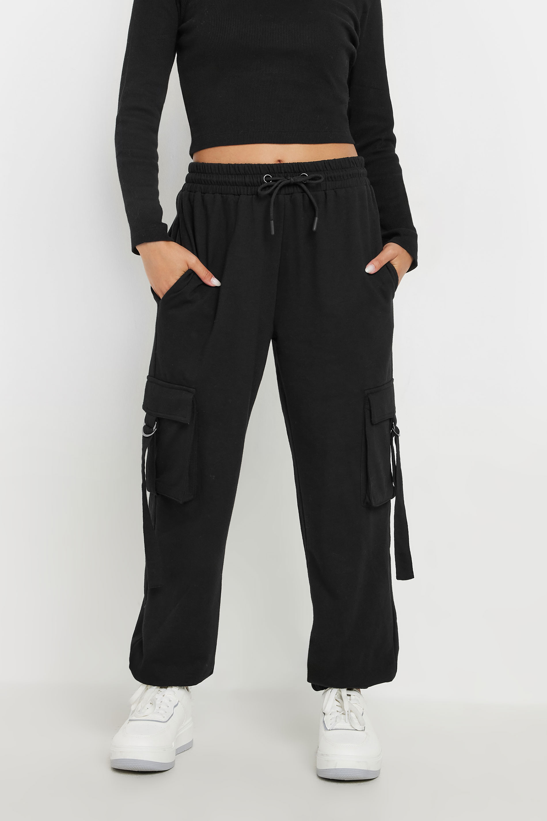 PixieGirl Petite Womens Black Cargo Joggers | PixieGirl 2