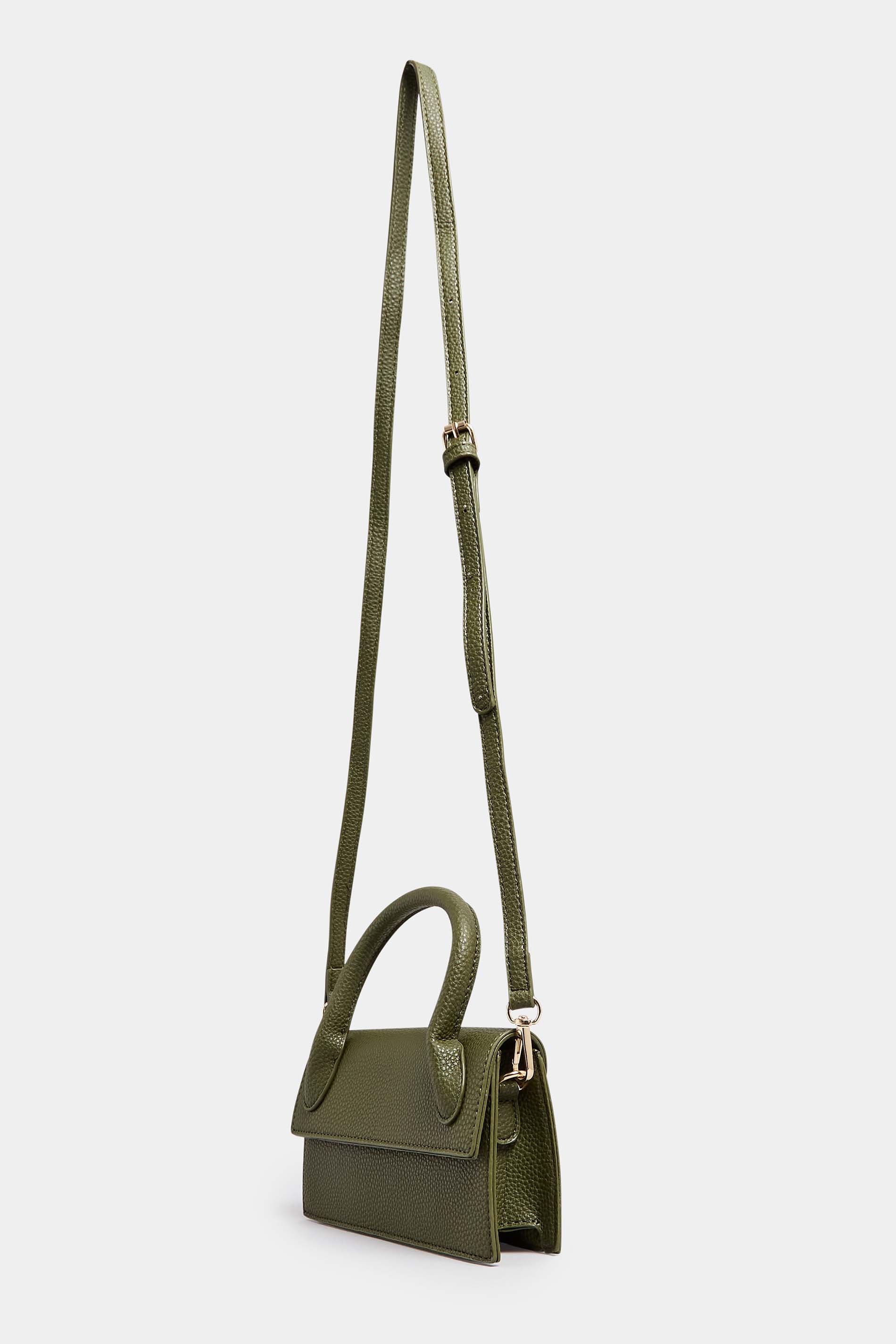 Dark Green Top Handle Crossbody Bag | Yours Clothing  2