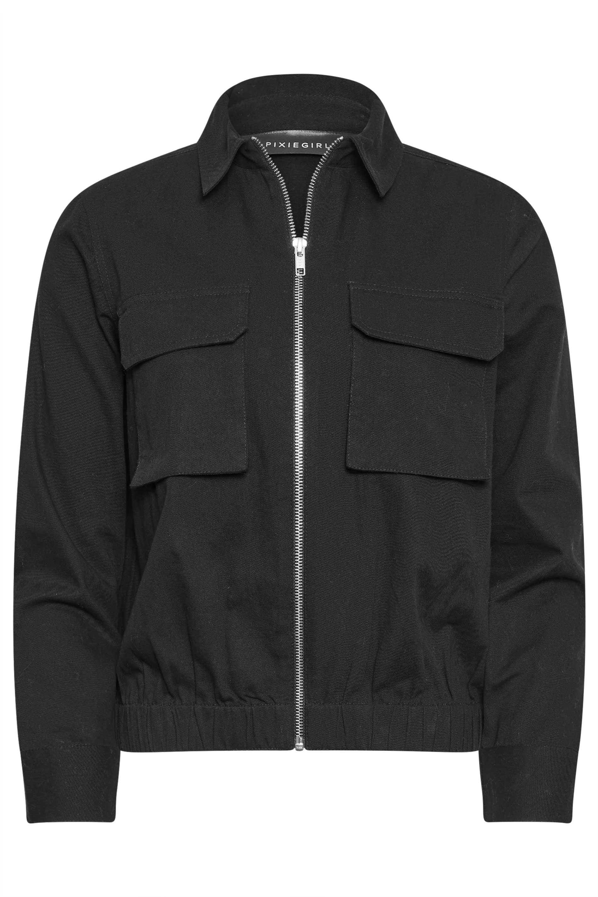 PixieGirl Black Bomber Collared Jacket | PixieGirl  5