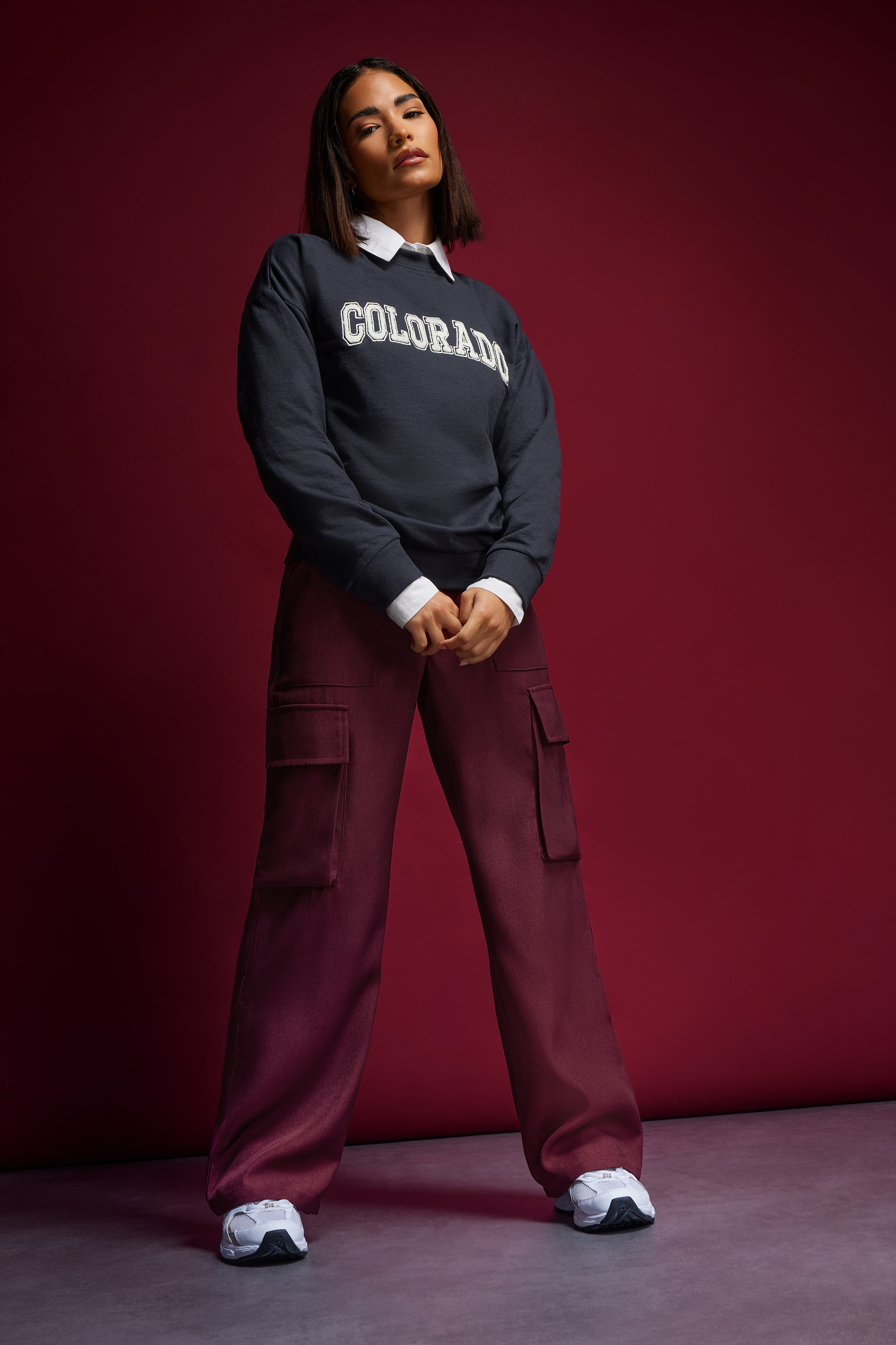 PixieGirl Petite Women's Navy Blue 'Colorado' Slogan Sweatshirt | PixieGirl 2