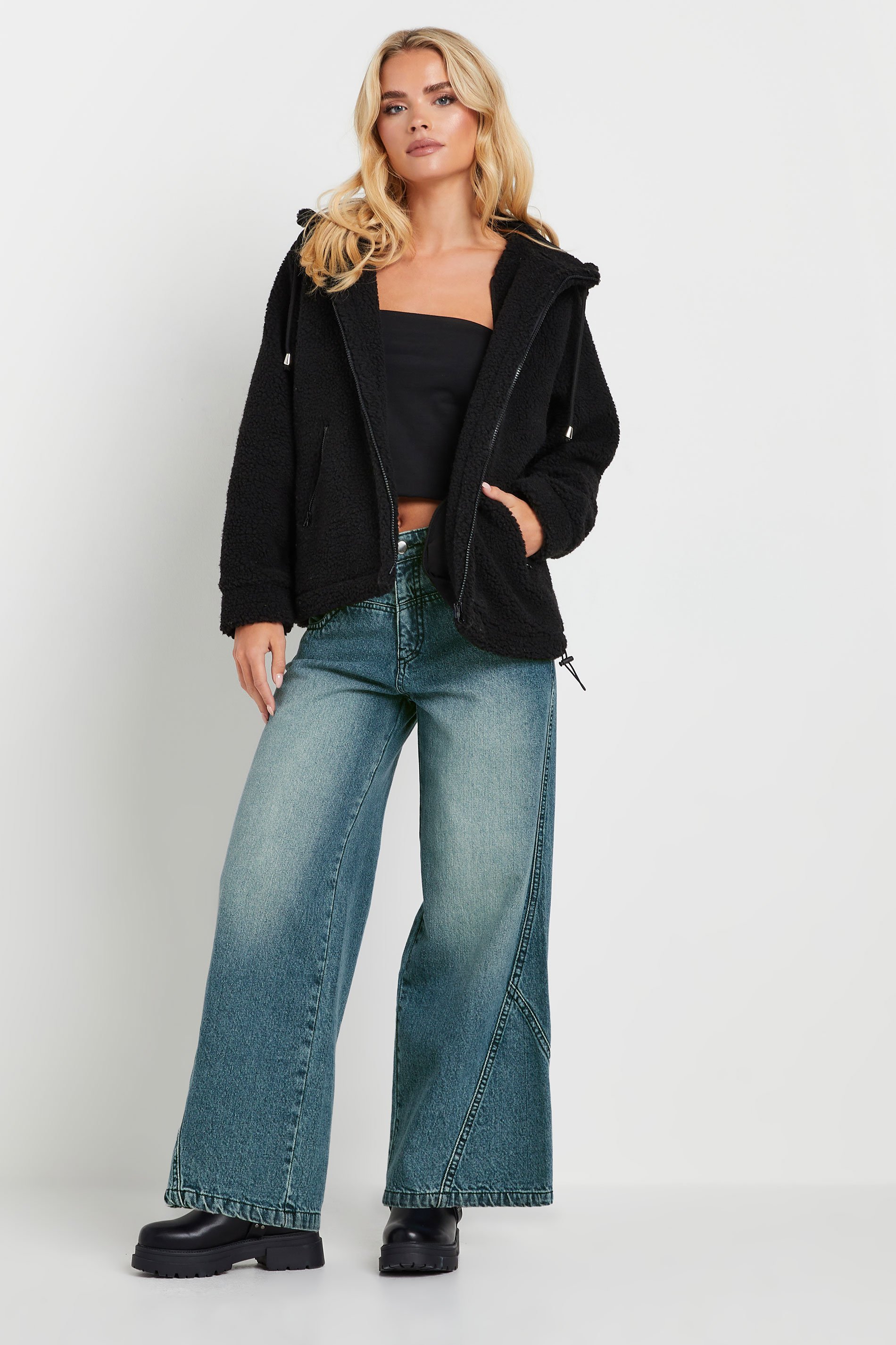 PixieGirl Petite Women's Blue Washed Denim Seam Front Jeans | PixieGirl 1