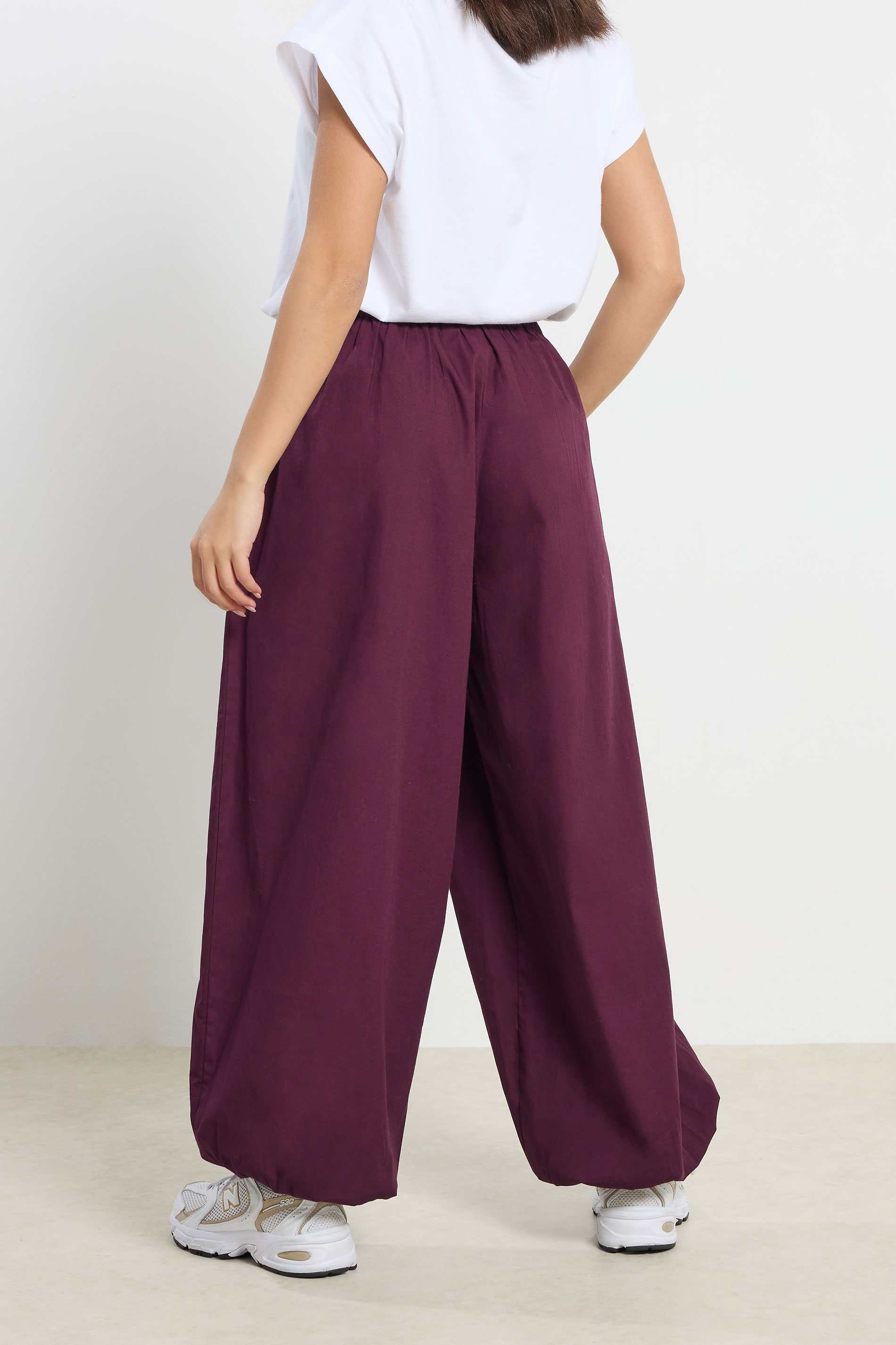 PixieGirl Petite Women's Plum Purple Poplin Balloon Trousers | PixieGirl 3