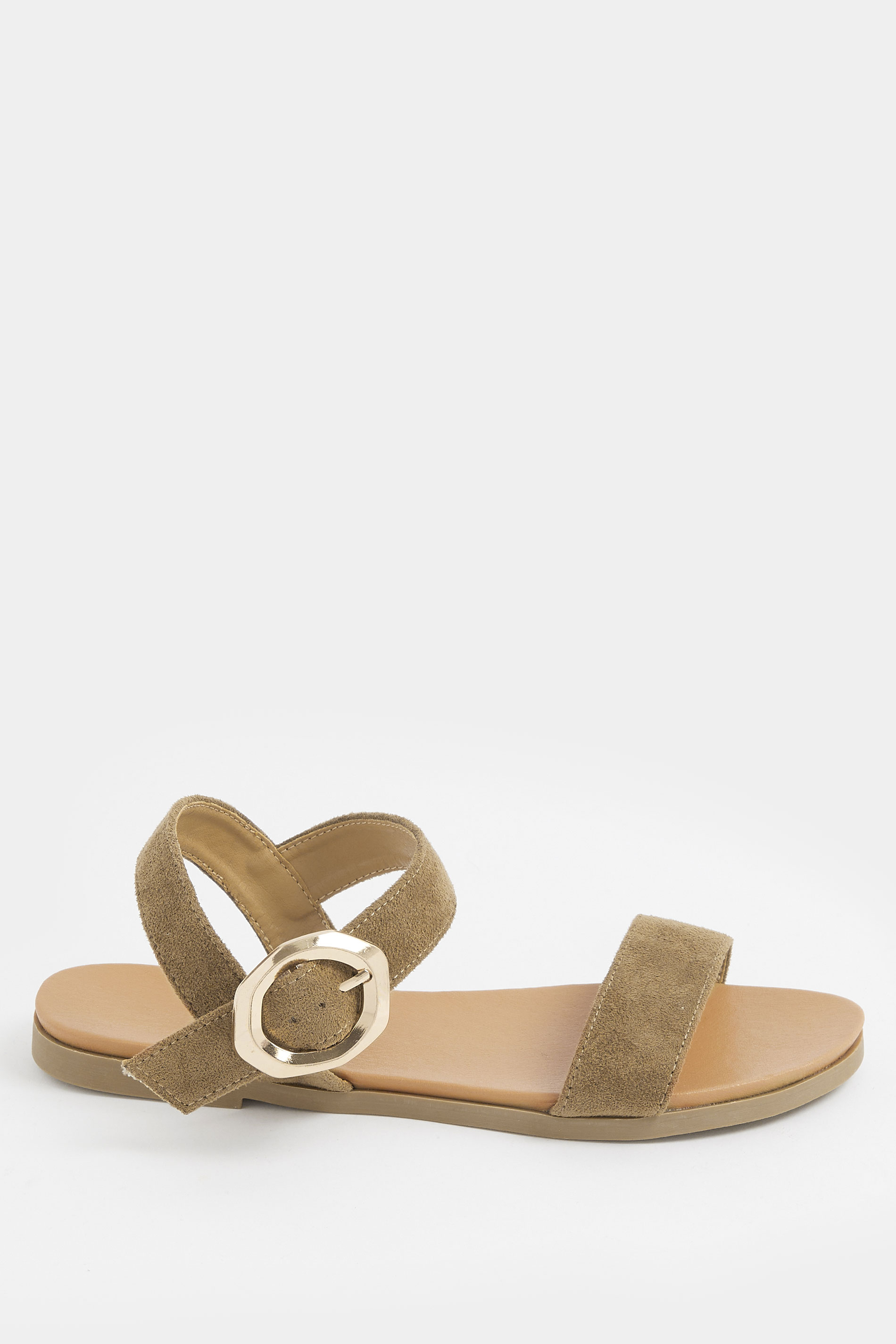 Khaki Green Buckle Detail Sandals In Wide E Fit | Yours Clothing 2