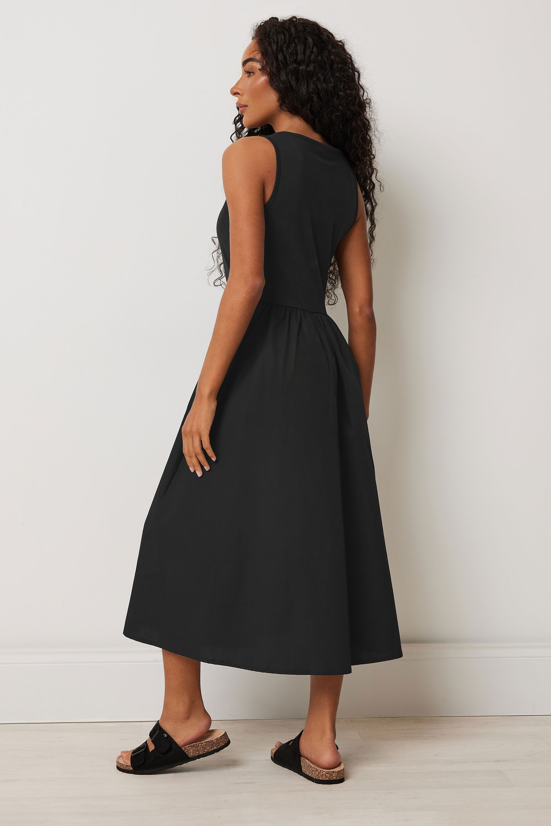 M&Co Petite Black Cotton Sleeveless Dress | M&Co 4