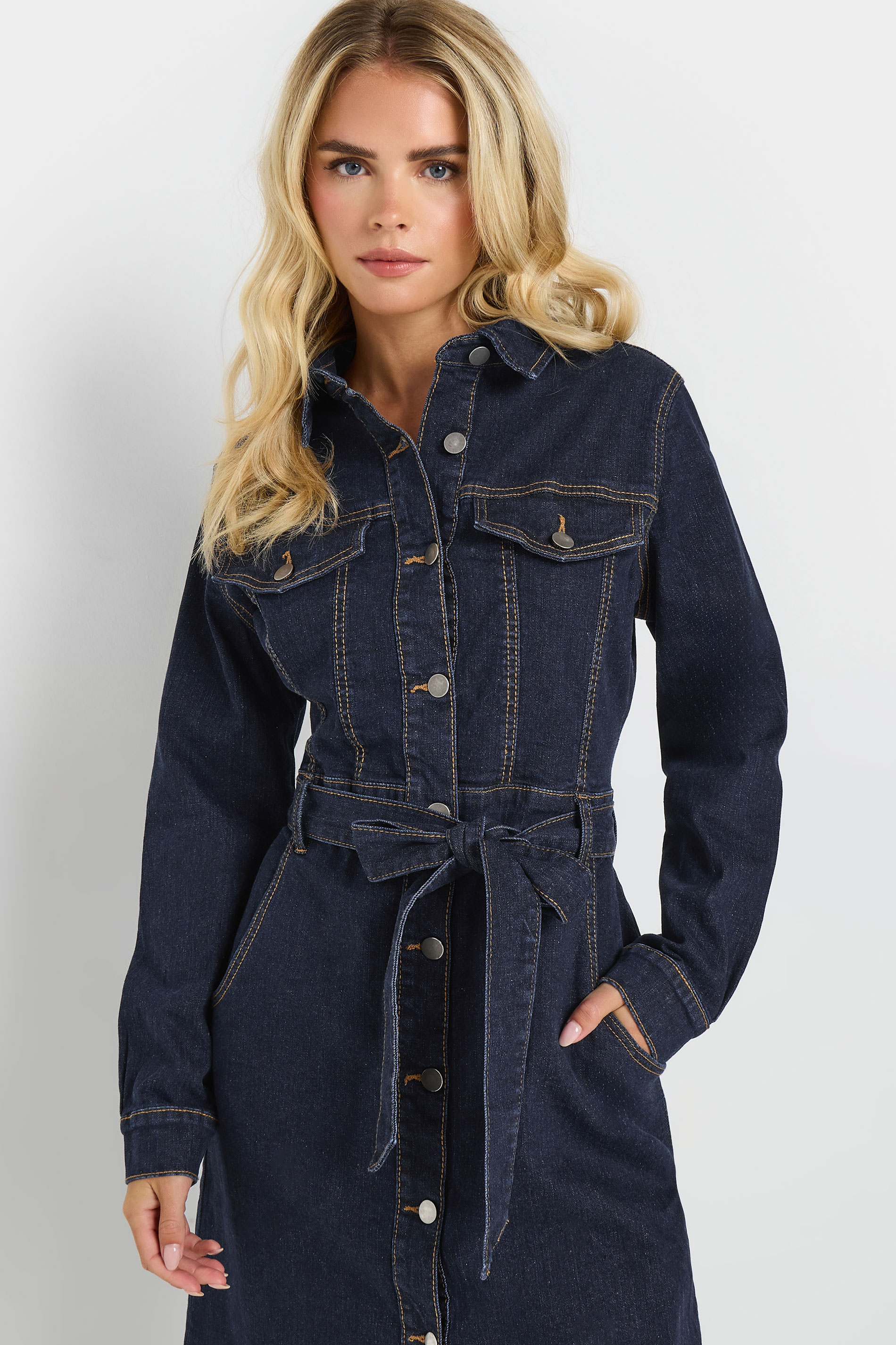 M&Co Petite Indigo Blue Denim Shirt Dress | M&Co 4