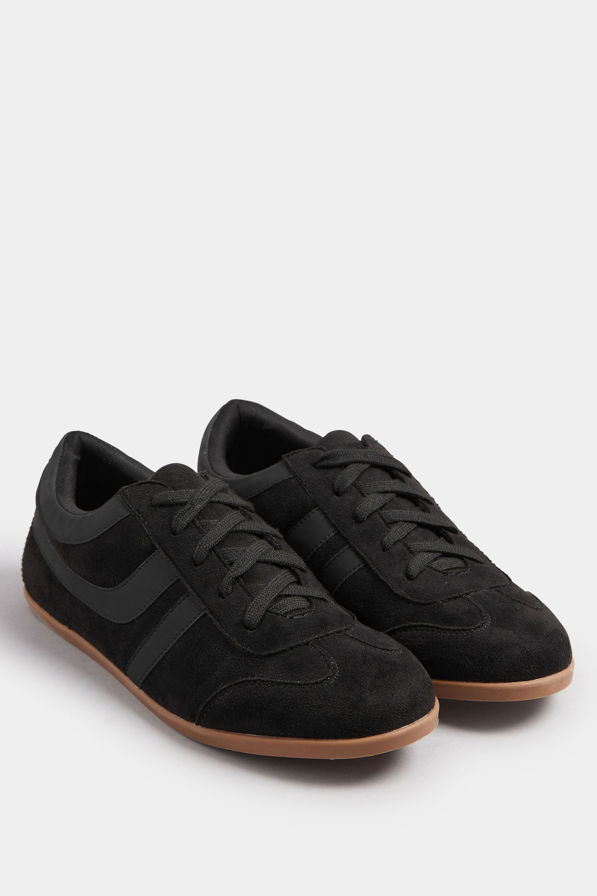 Black Low Retro Stripe Trainers In Extra Wide EEE Fit | Yours Clothing 2