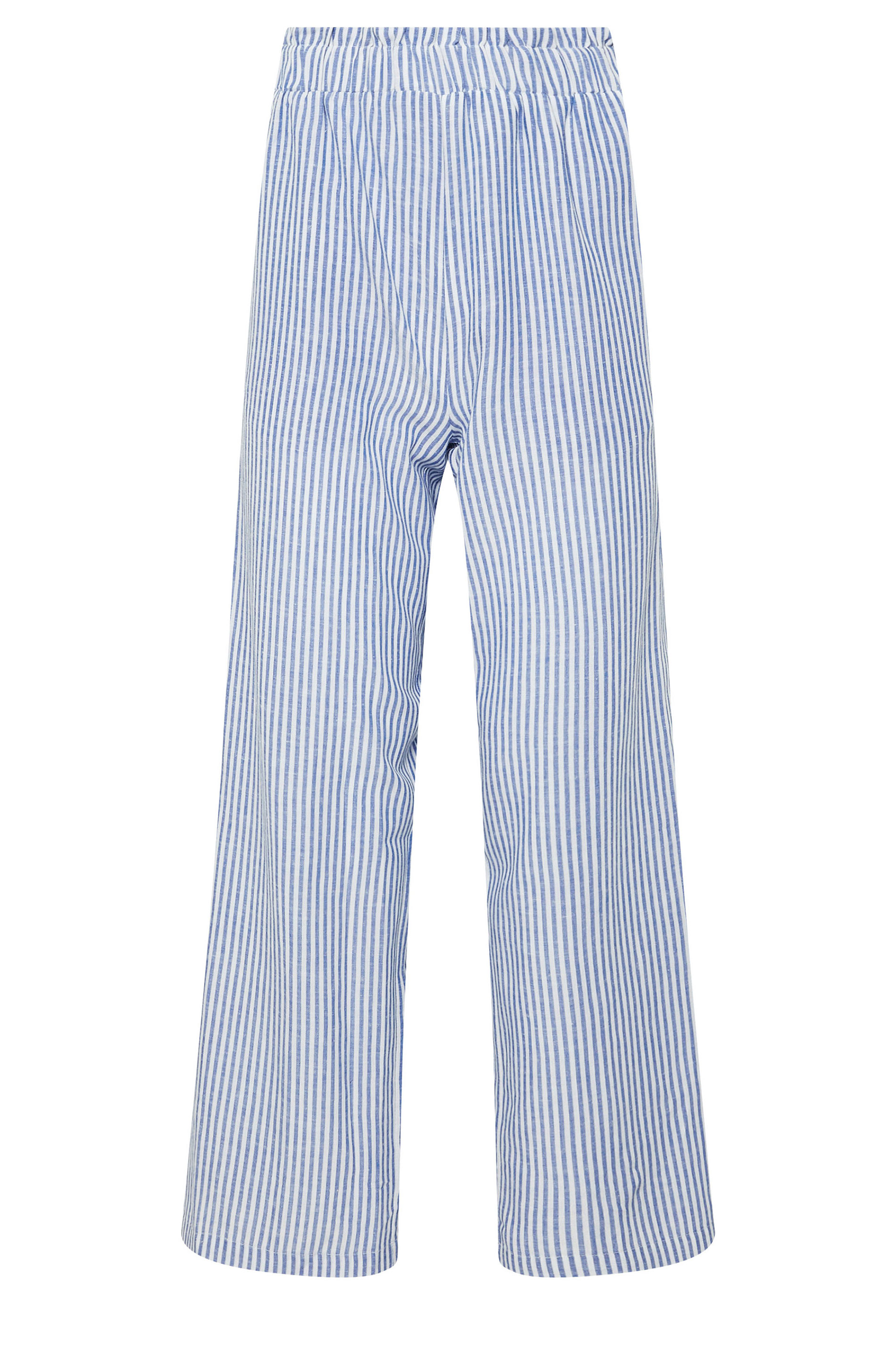 PixieGirl Petite Women's Blue Linen Striped Wide Leg Trousers | PixieGirl 6